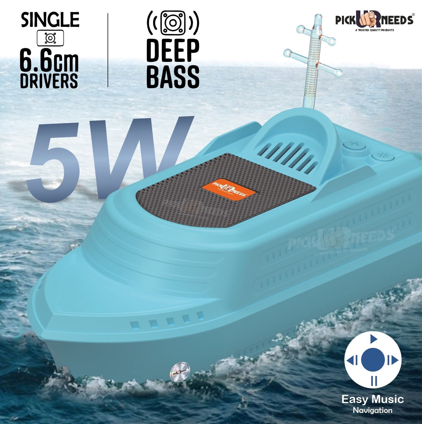 Pick Ur Needs 10W Portable Wireless Speaker 6H Playtime, 1200mAh Battery, USB Port, Parties 10 W Bluetooth Speaker (Green, 5.0 Channel)