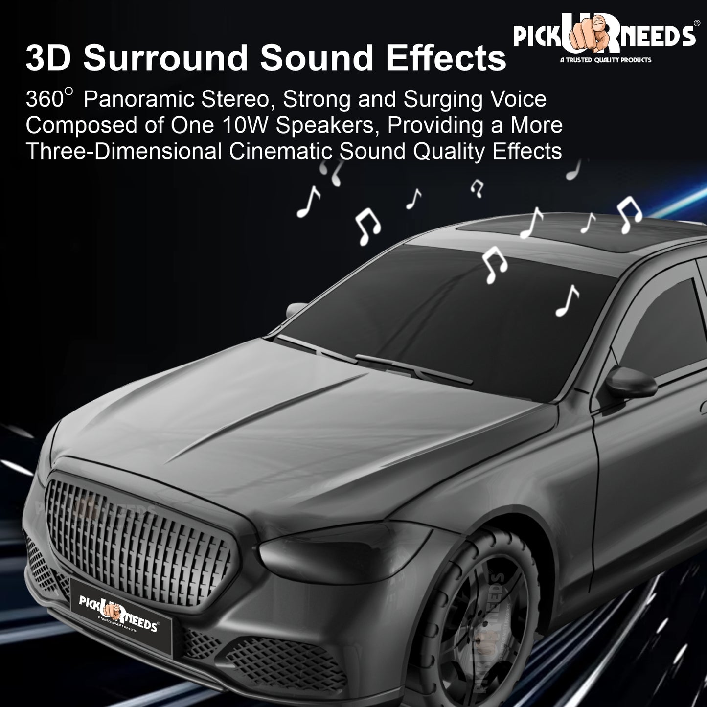 Pick Ur Needs Compact Rechargeable Wireless Thunder Sound 5W Car Speaker–Superior Bass, FM/USB 5 W Bluetooth Speaker (Red, 5.0 Channel)