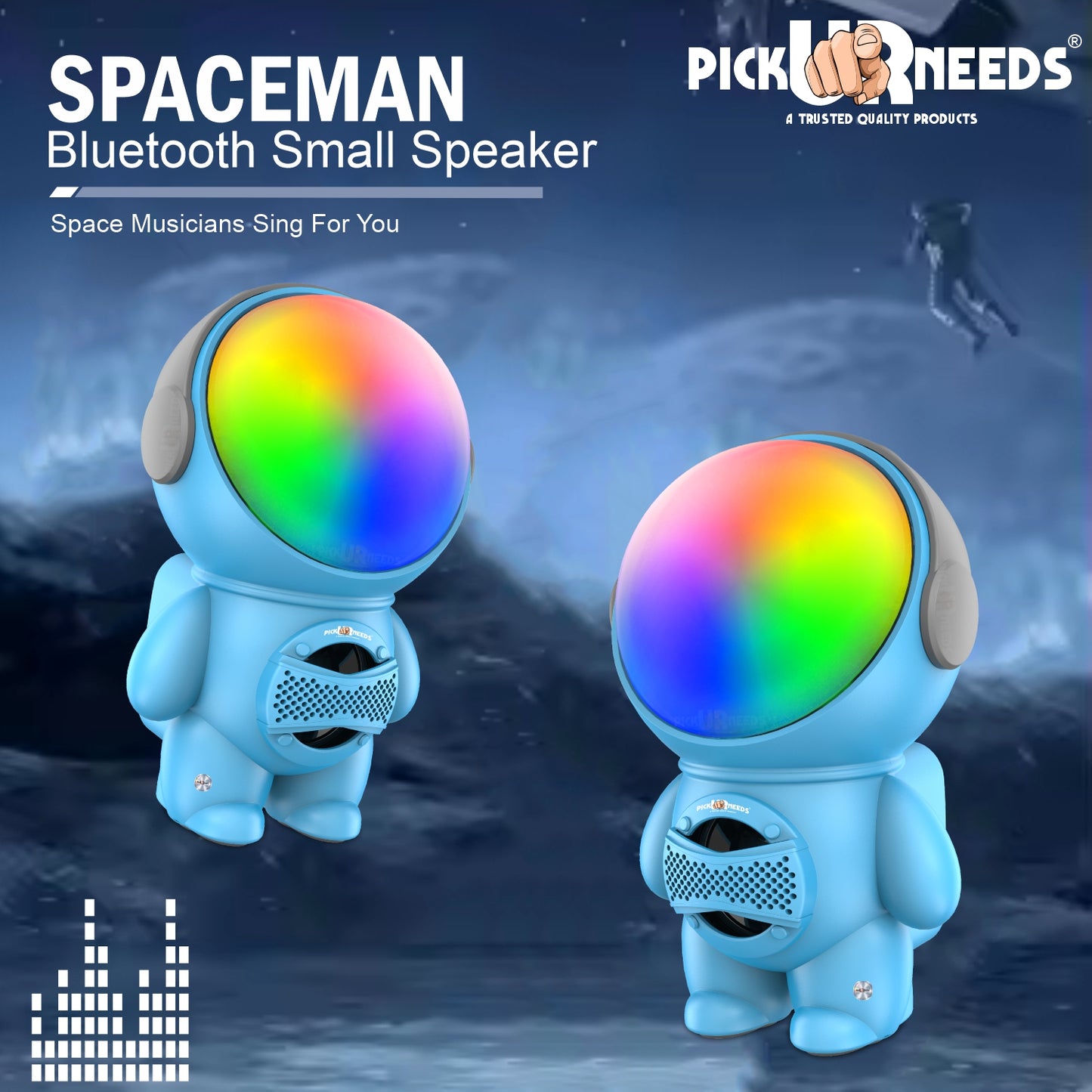 Pick Ur Needs Astronaut Portable Wireless Mini DJ Bluetooth Speaker with Dynamic Thunder Sound, 6.8W HiFi Bass, LED Lights, 1200mAh Battery, USB/TF Card Playback