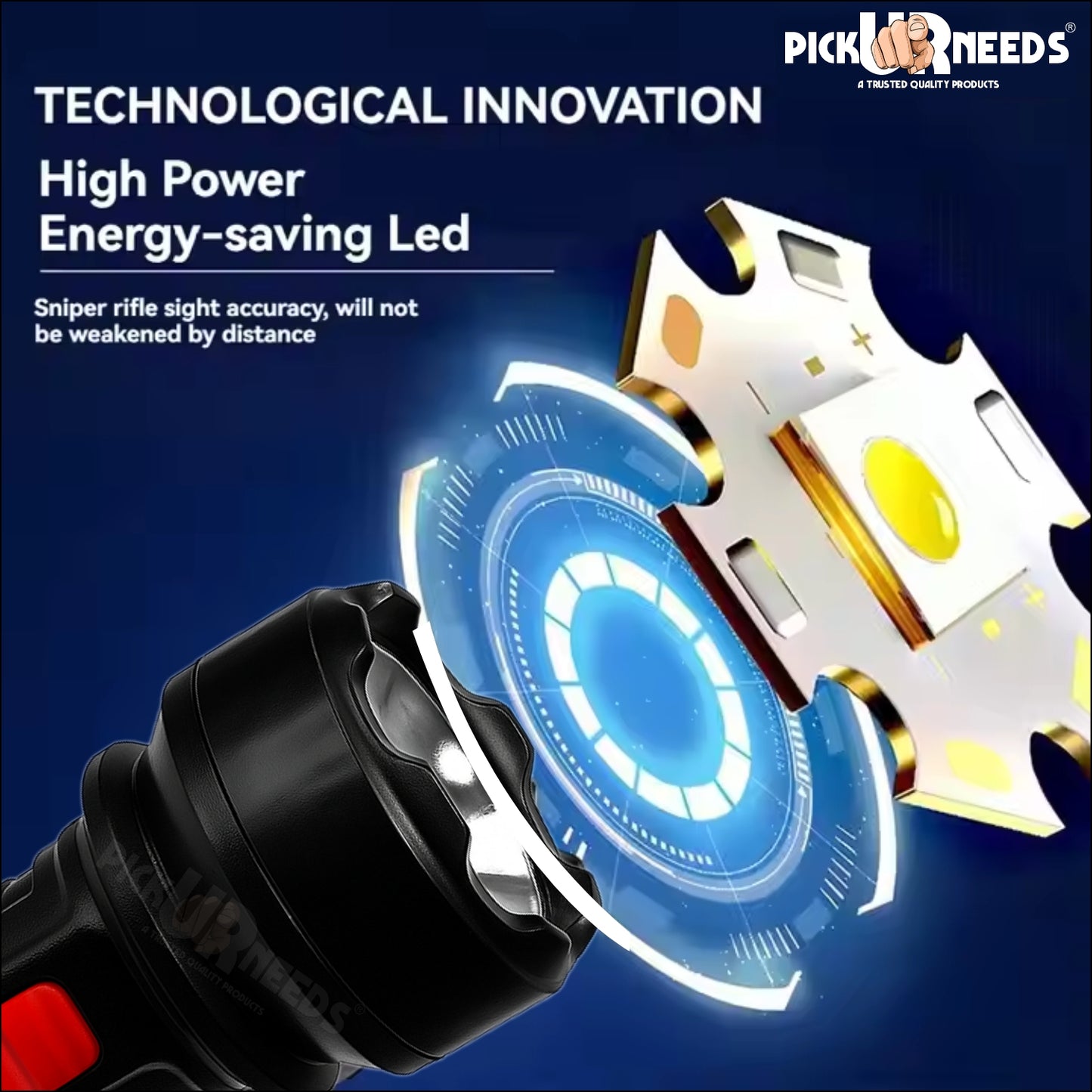 Pick Ur Needs 18W Rechargeable Home Emergency Long Range Torch Search Light 800 mAh Battery 10 hrs Torch Emergency Light (Black)