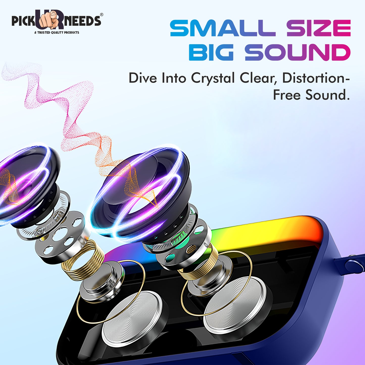 Pick Ur Needs Portable Wireless Speaker With RGB Light TF Card/USB Device Hands Free Calling 5 W Bluetooth Speaker