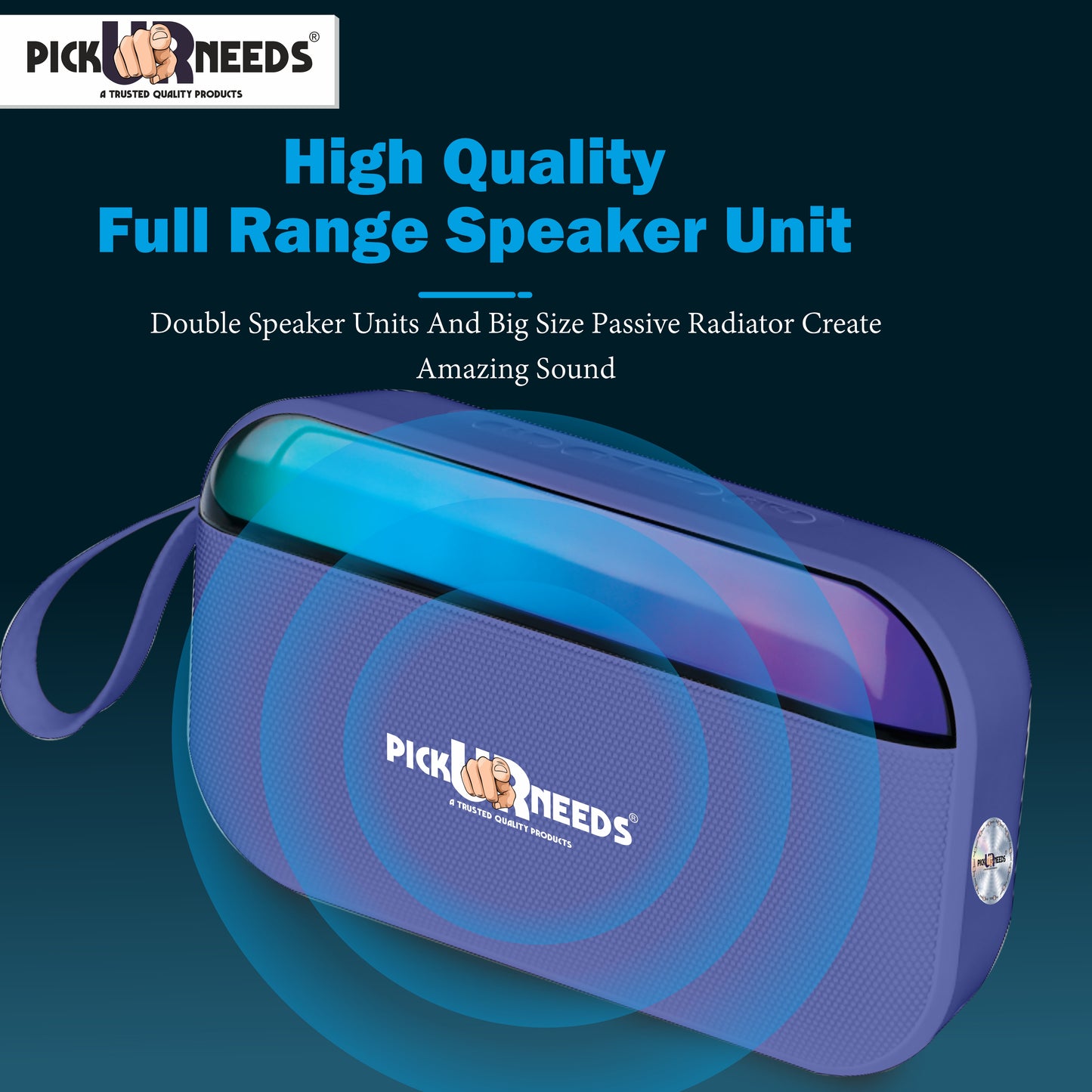 Pick Ur Needs Portable Wireless Speaker With RGB Light TF Card/USB Device Hands Free Calling 5 W Bluetooth Speaker (Blue, 5.0 Channel)