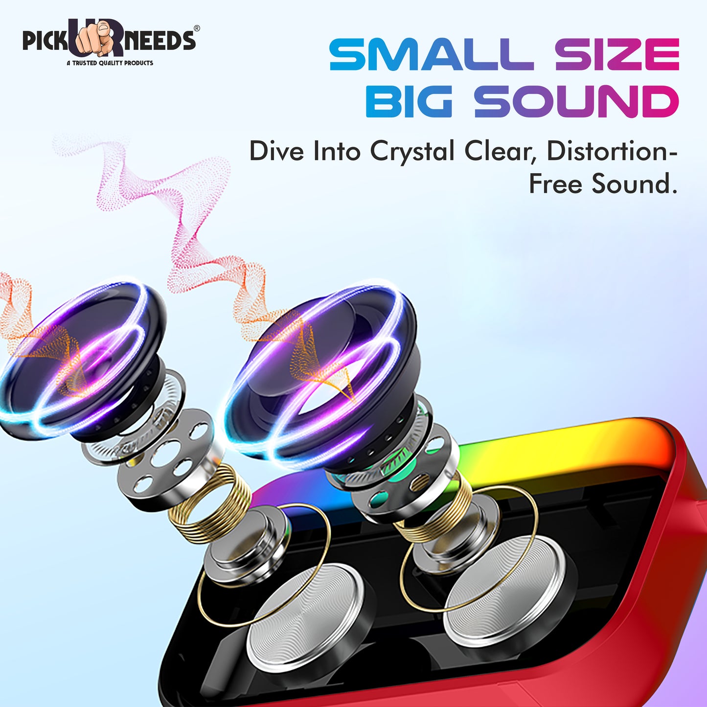 Pick Ur Needs Portable Wireless Speaker With RGB Light TF Card/USB Device Hands Free Calling 5 W Bluetooth Speaker