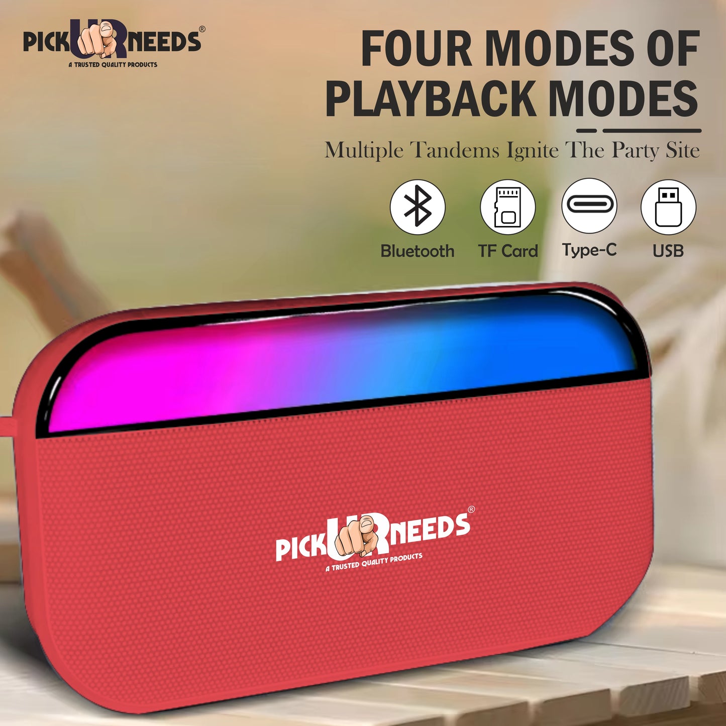 Pick Ur Needs Portable Wireless Speaker With RGB Light TF Card/USB Device Hands Free Calling 5 W Bluetooth Speaker (Blue, 5.0 Channel)