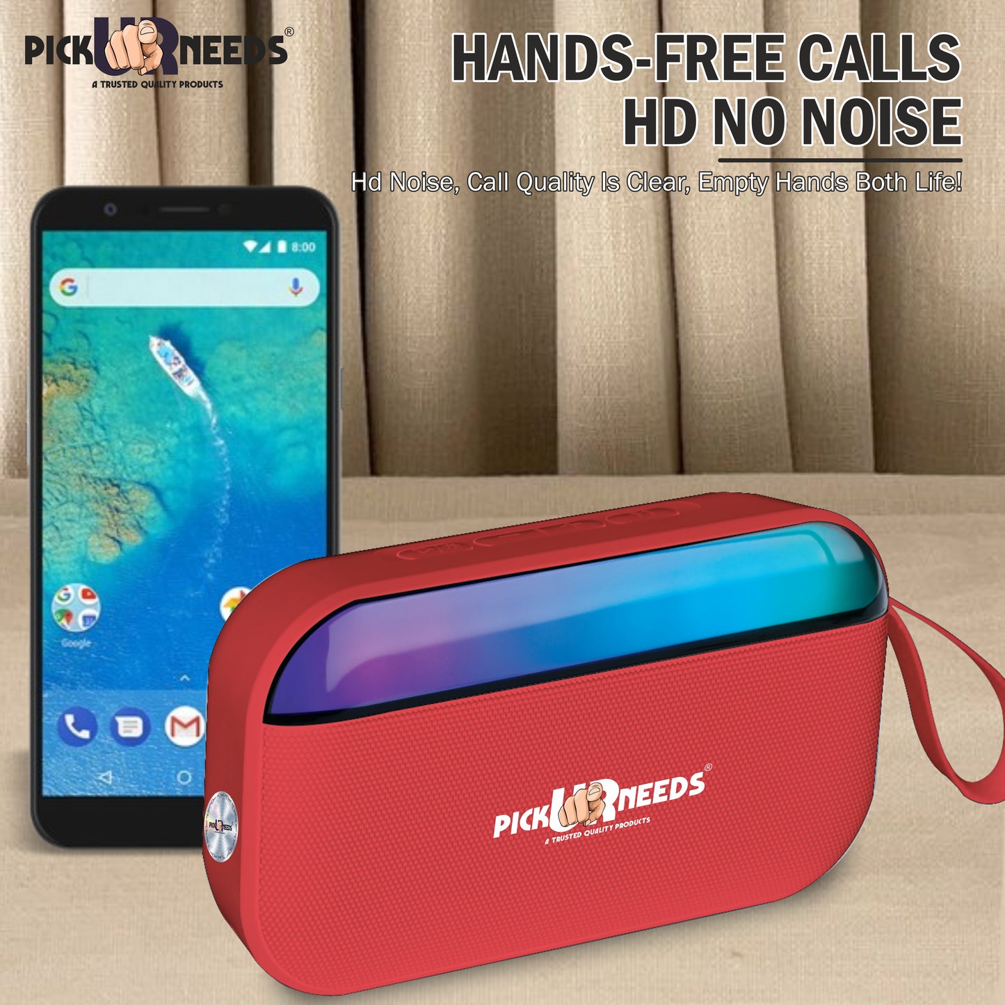 Pick Ur Needs Portable Wireless Speaker With RGB Light TF Card/USB Device Hands Free Calling 5 W Bluetooth Speaker (Blue, 5.0 Channel)