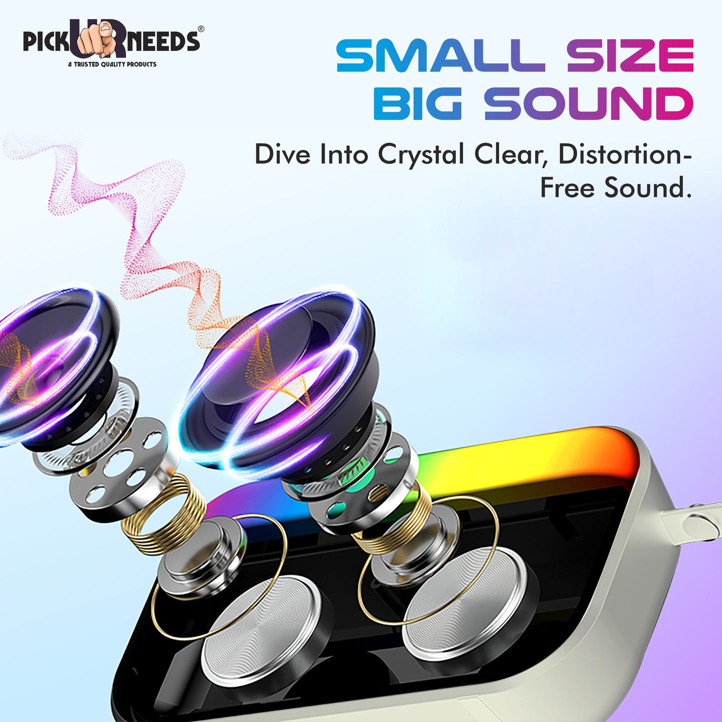 Pick Ur Needs Portable Wireless Speaker With RGB Light TF Card/USB Device Hands Free Calling 5 W Bluetooth Speaker