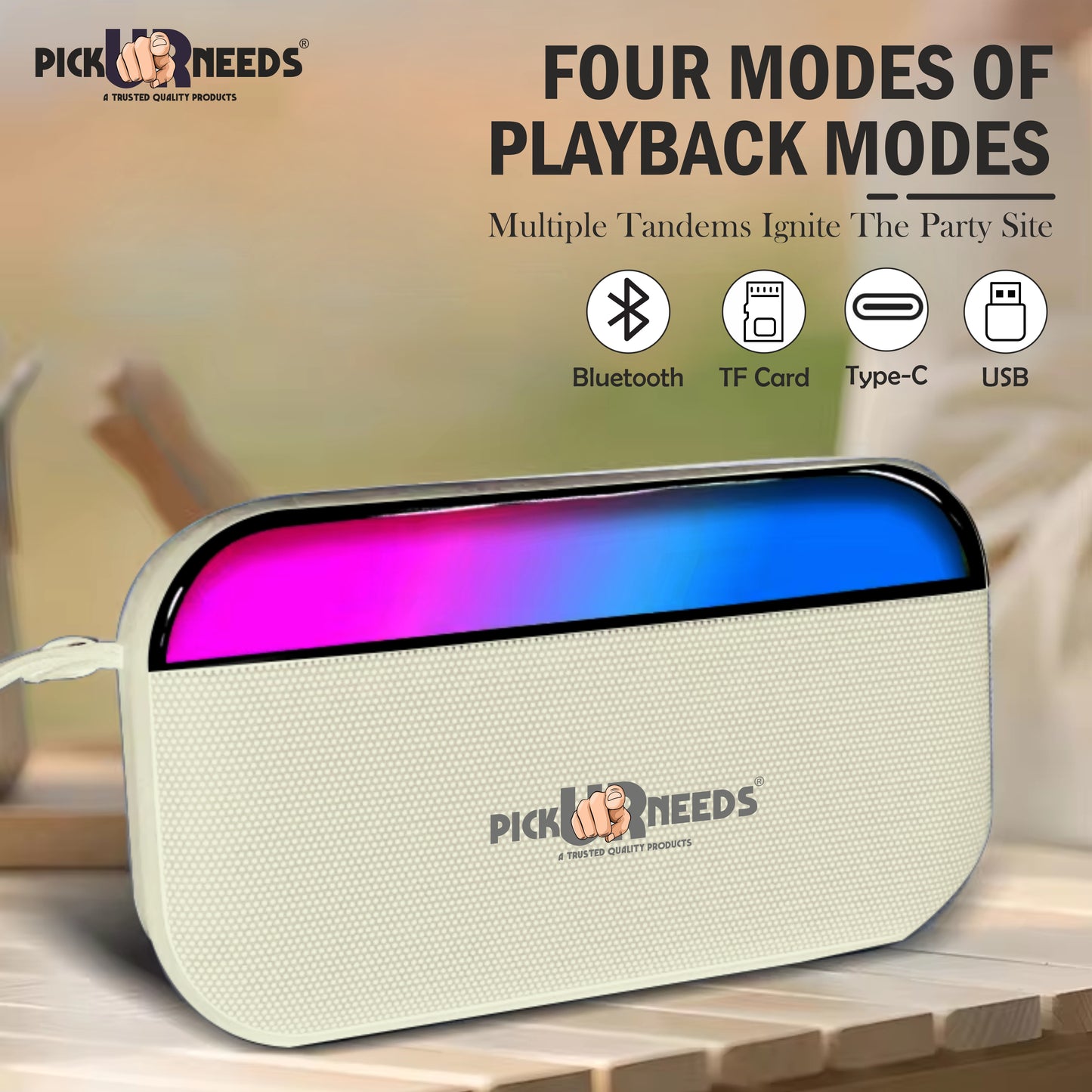 Pick Ur Needs Portable Wireless Speaker With RGB Light TF Card/USB Device Hands Free Calling 5 W Bluetooth Speaker