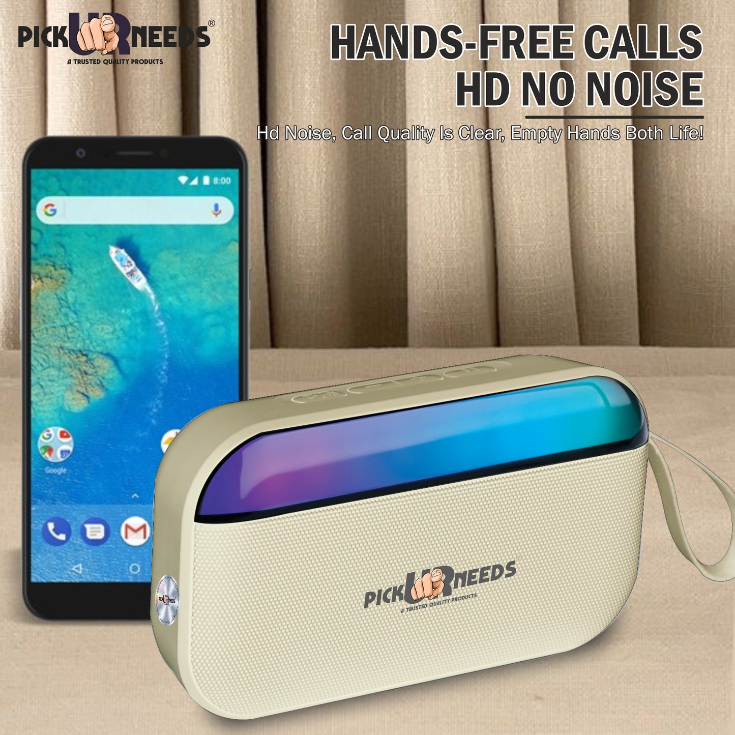 Pick Ur Needs Portable Wireless Speaker With RGB Light TF Card/USB Device Hands Free Calling 5 W Bluetooth Speaker