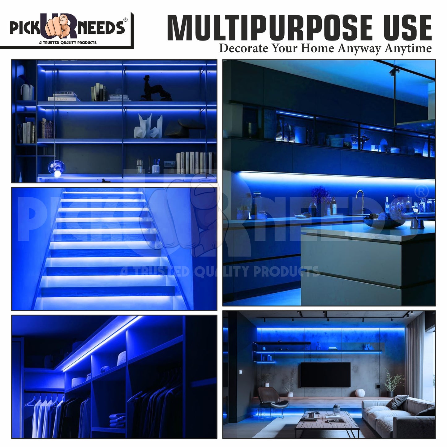 Pick Ur Needs 1200 LEDs 10 M Strip Rope Lights / Strip Light Blue Color Functional / Festival Decoration Light