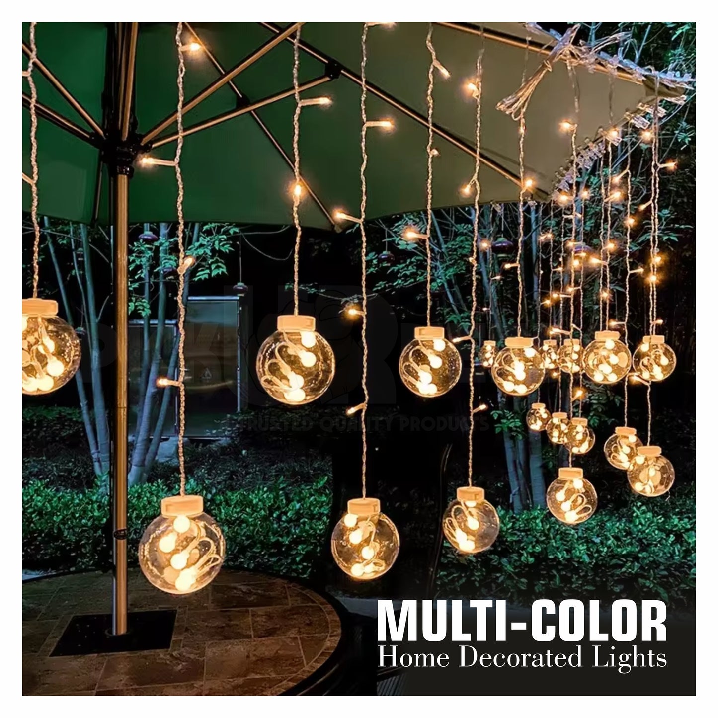 Pick Ur Needs Festival Decoration Ceiling Lamp 3 Metre 12 Wish Ball 120 LED Curtain String Light 8 Mode (Warm White)