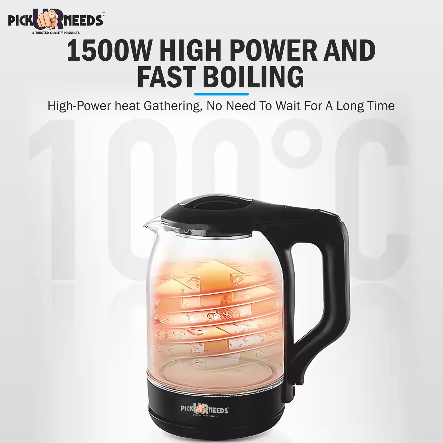 Pick Ur Needs Electric Glass Tea Coffee Kettle Jug 1.8L With LED Backlight 1500W Electric Kettle (1.8 L, Transparent)
