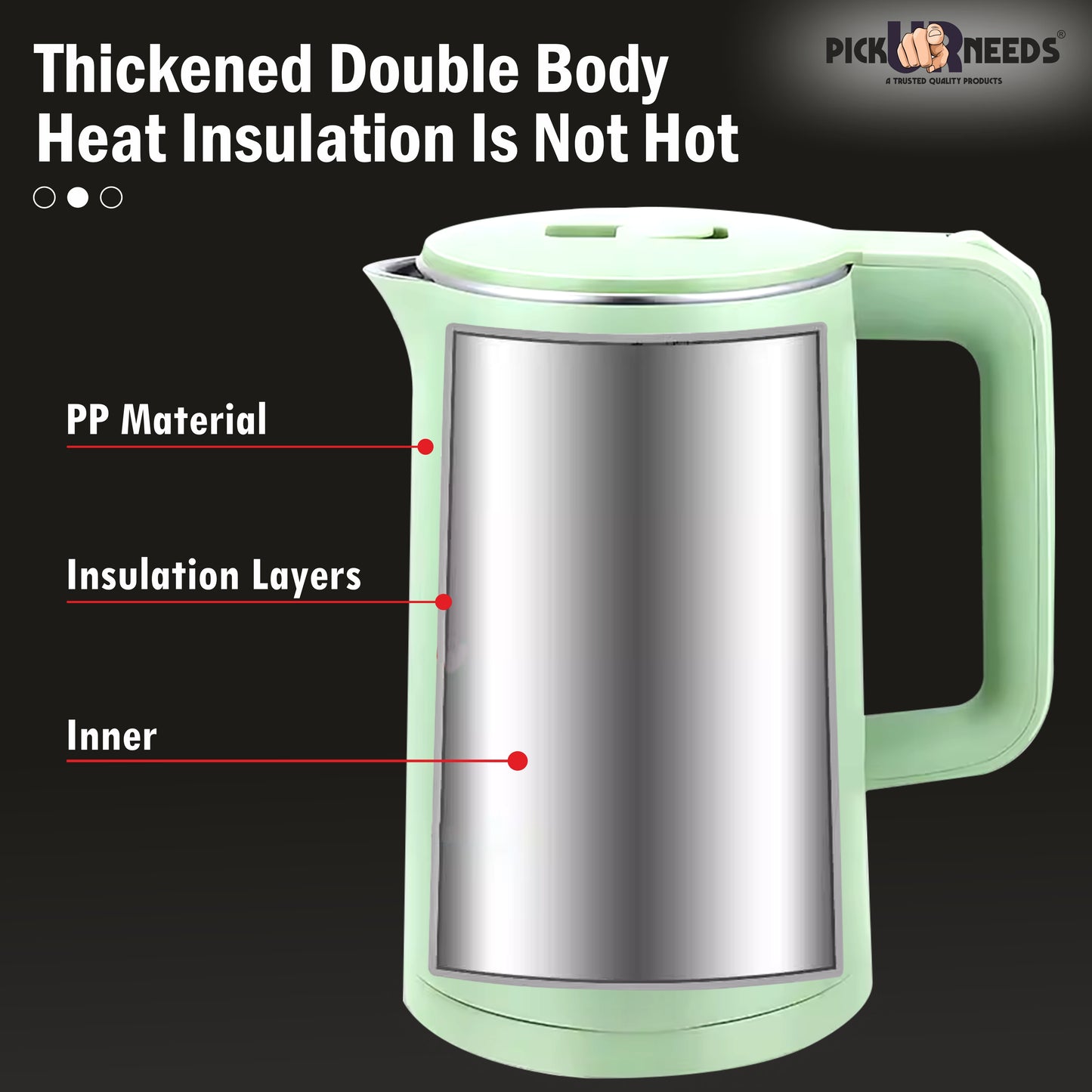 Pick Ur Needs Electric Tea Coffee Kettle Jug With LED Backlight 1500W Electric Kettle (1.8 L, Green)