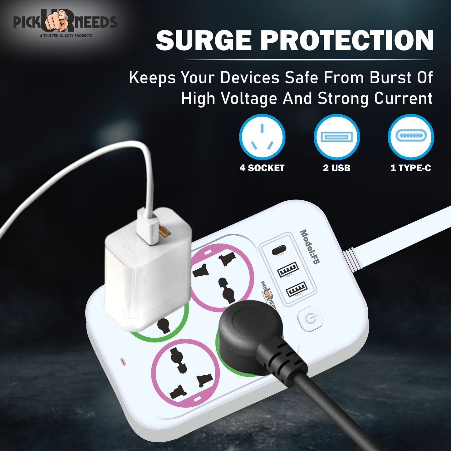 Pick Ur Needs electrical socket F5 10 A Four Pin Socket