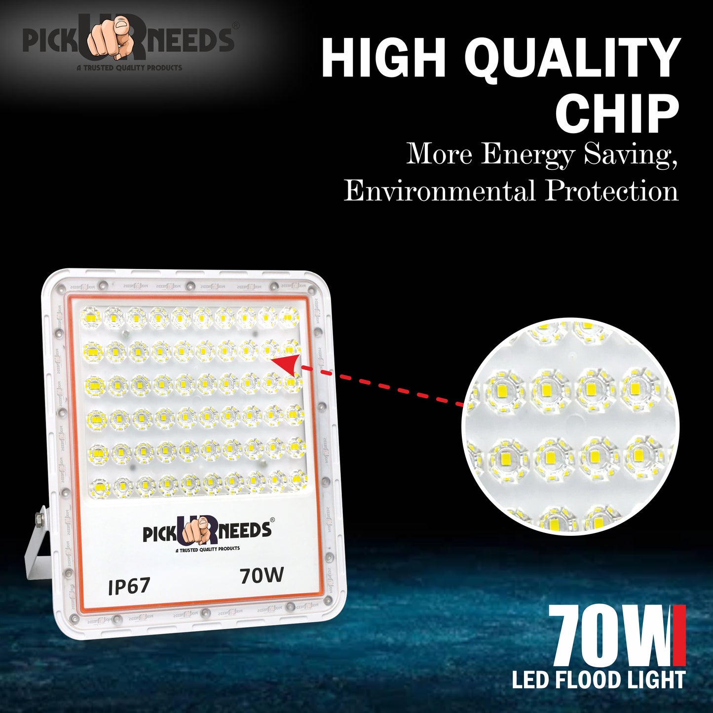 Pick Ur Needs Bright LED 70W Lens Flood Emergency Lamp Light Outdoor With Extension Bracket Flood Light Outdoor Lamp