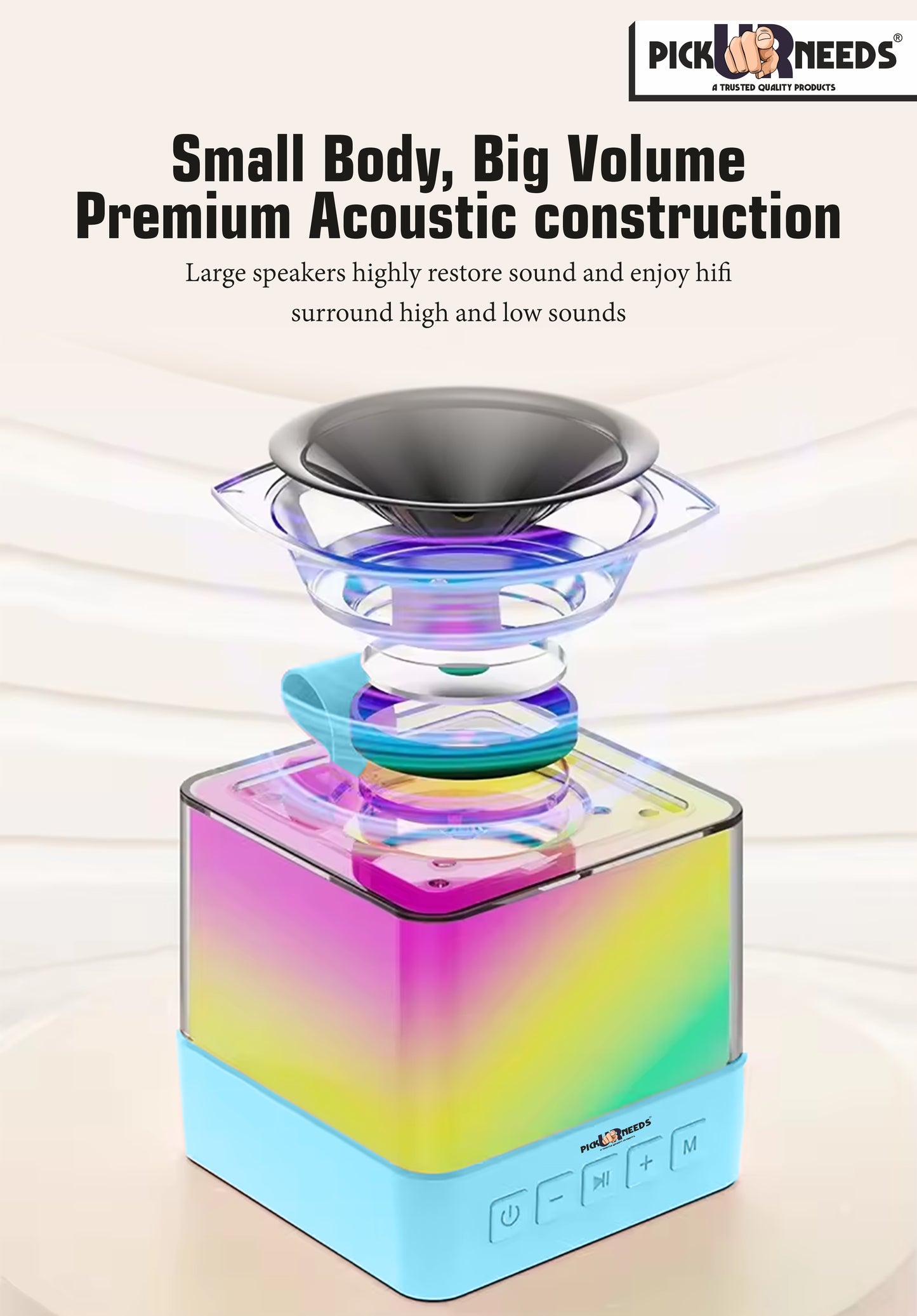 Pick Ur Needs Rechargeable Karaoke Mike 4 Type Voice RGB Light For Singing Bluetooth Speaker Microphone (Blue)