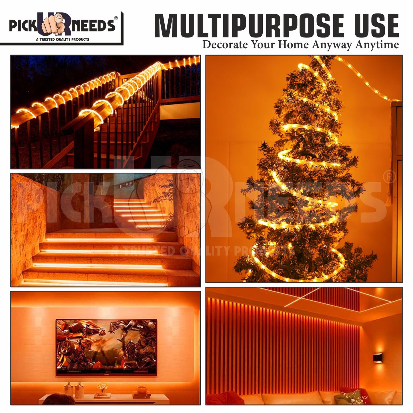 Pick Ur Needs Festival Decorative Light Strip / 1200 LED 10 Meter Rope /Stip Light Orange Color Functional