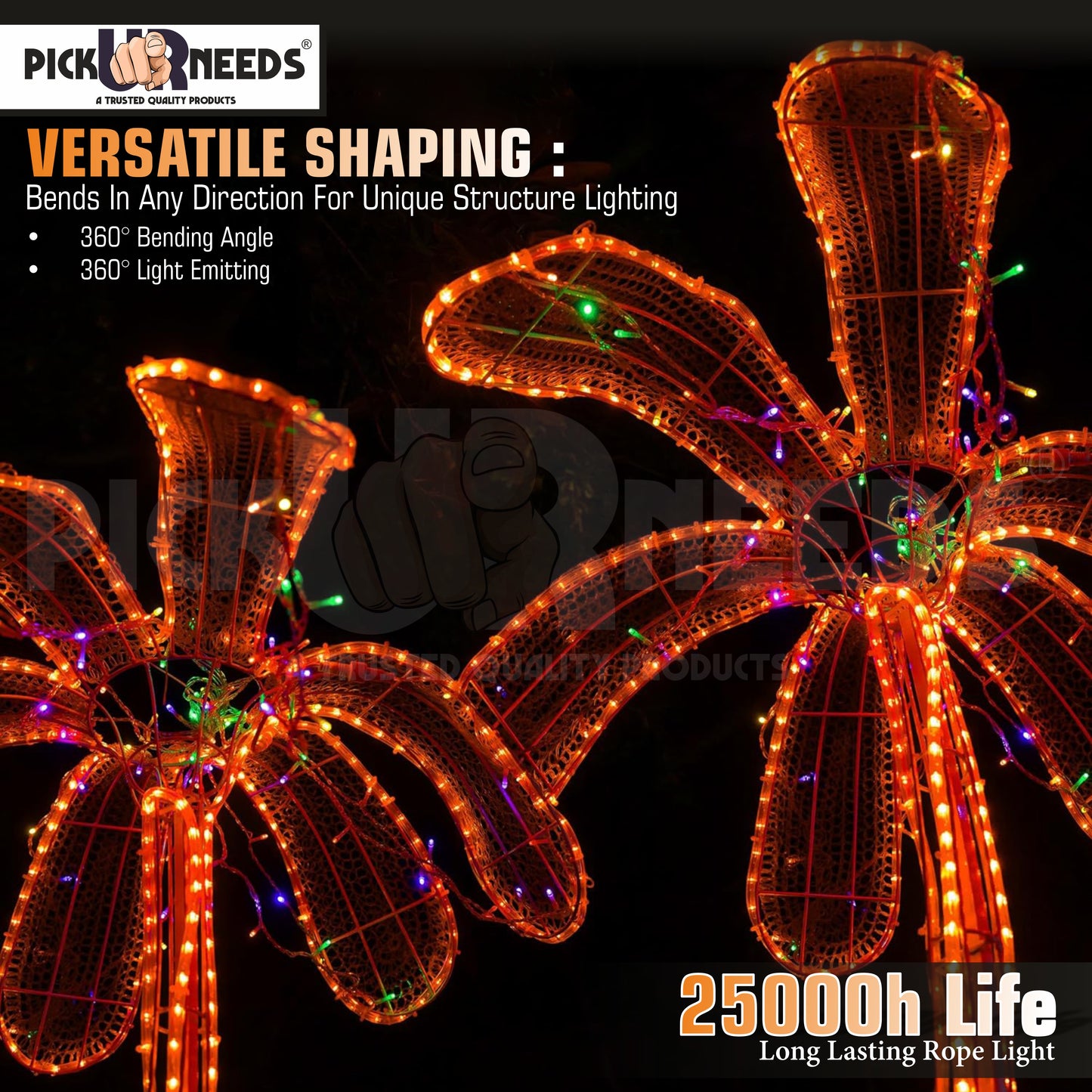Pick Ur Needs Festival Decorative Light Strip / 1200 LED 10 Meter Rope /Stip Light Orange Color Functional