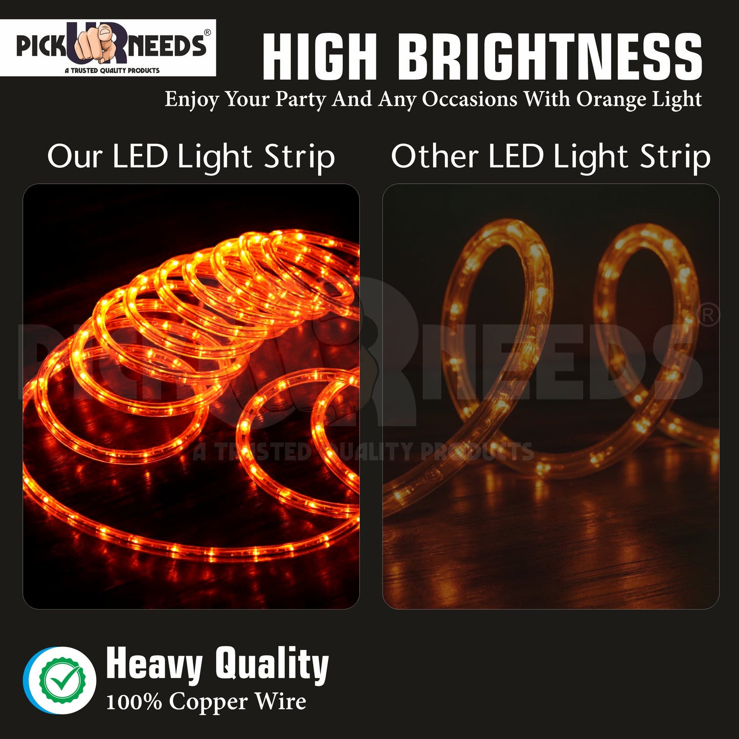 Pick Ur Needs 1200 LEDs 5 m Orange Steady Strip Rice Lights (Pack of 1)