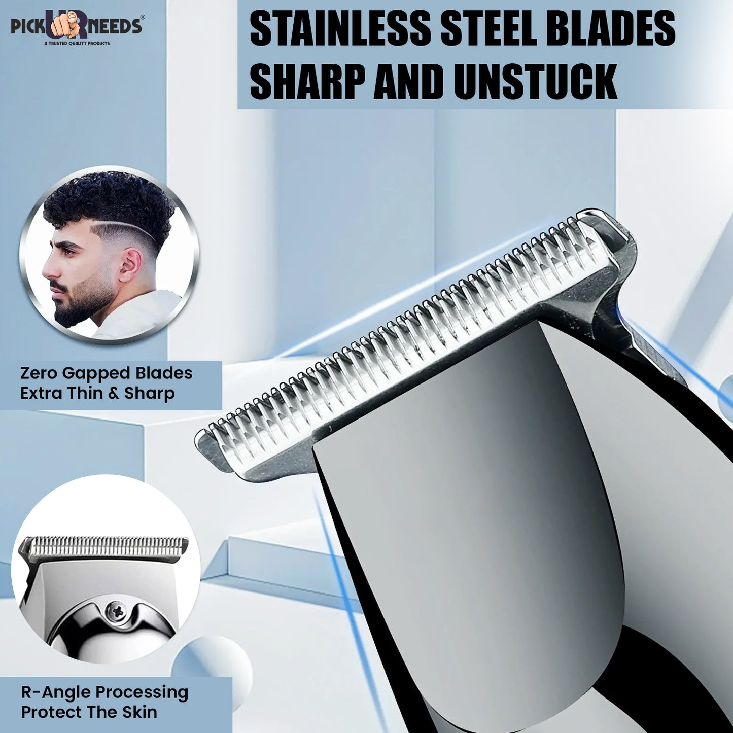 Pick Ur Needs Rechargeable Hair Grooming / Men Beard Shaver With 1200mAh Lithium Battery Trimmer 180 min Runtime 3 Length Settings (Steel)