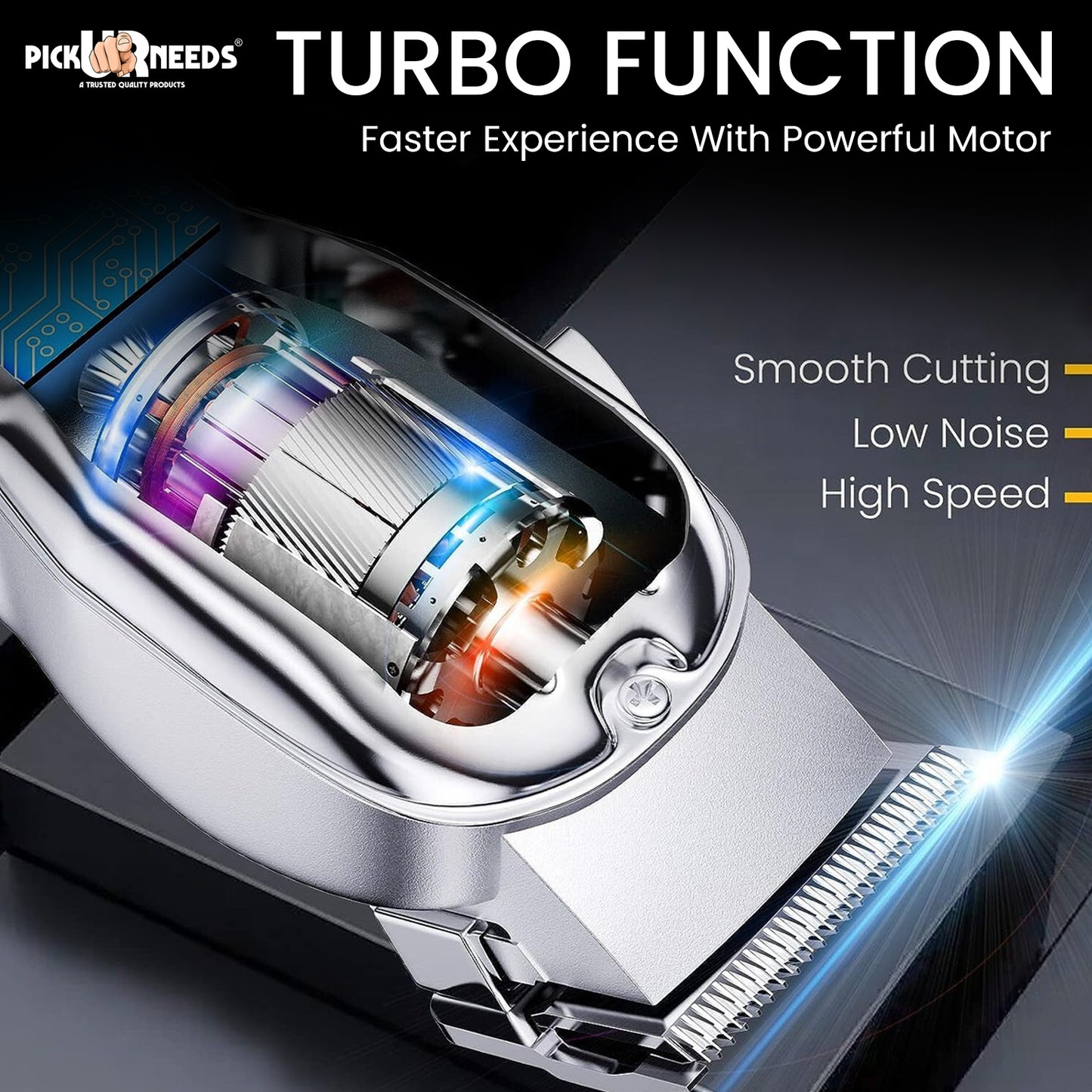 Pick Ur Needs Rechargeable Hair Grooming / Men Beard Shaver With 1200mAh Lithium Battery Trimmer 180 min Runtime 3 Length Settings (Steel)