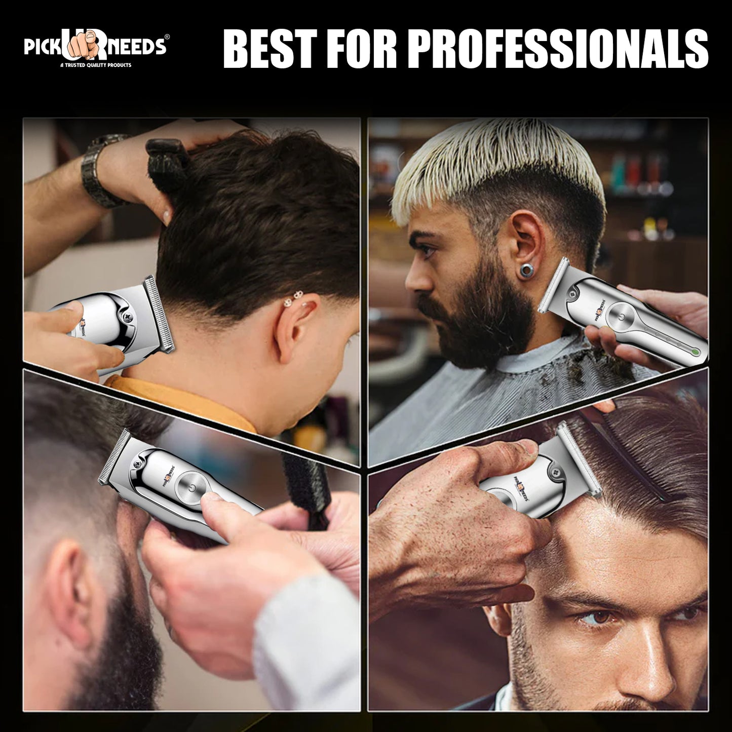 Pick Ur Needs Rechargeable Hair Grooming / Men Beard Shaver With 1200mAh Lithium Battery Trimmer 180 min Runtime 3 Length Settings (Steel)