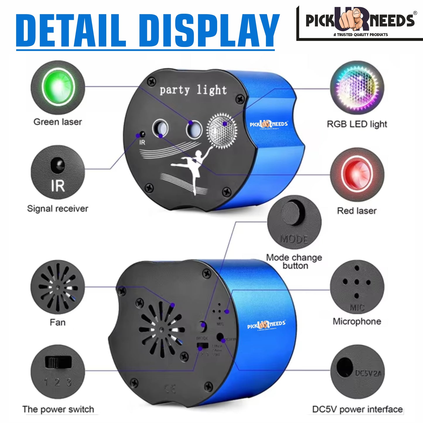 Pick Ur Needs Party Laser Light / Voice Control LED With Remote Control Multiple Design Light Ceiling Light Ceiling Lamp (Multicolor)