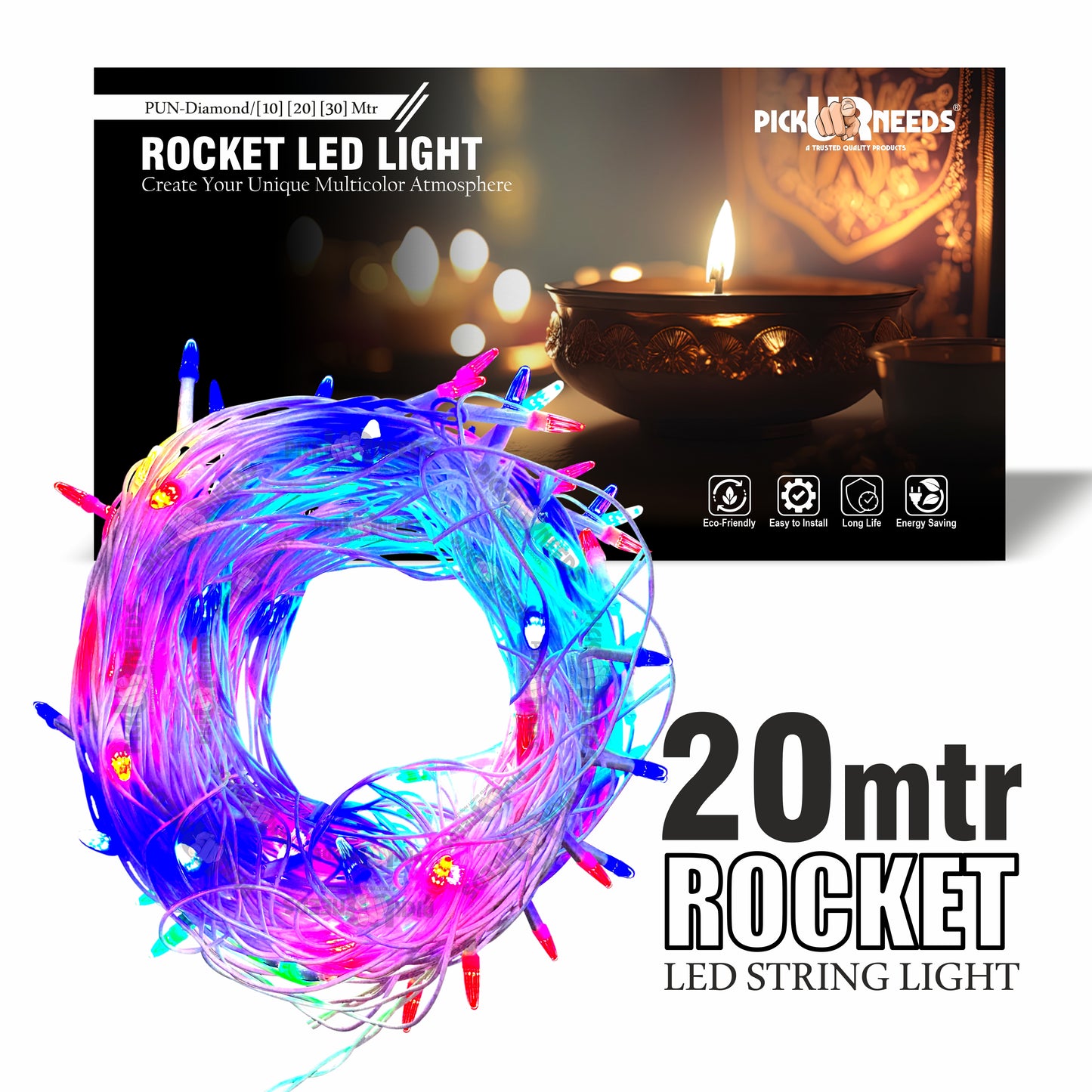 Pick Ur Needs 40 LEDs 20 m Multicolor Flickering String Rice Lights (Pack of 2)