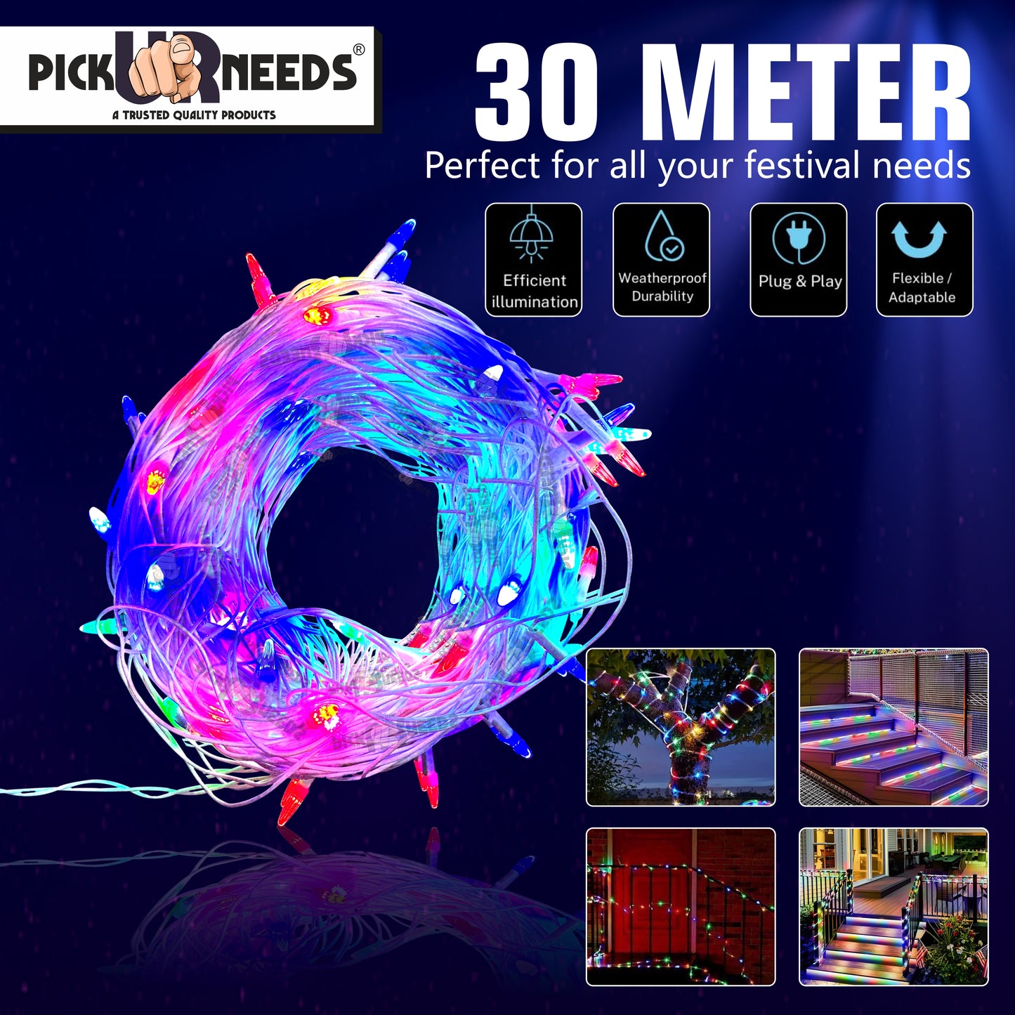 Pick Ur Needs 60 LEDs 30 m Multicolor Color Changing Bulb Rice Lights (Pack of 2)
