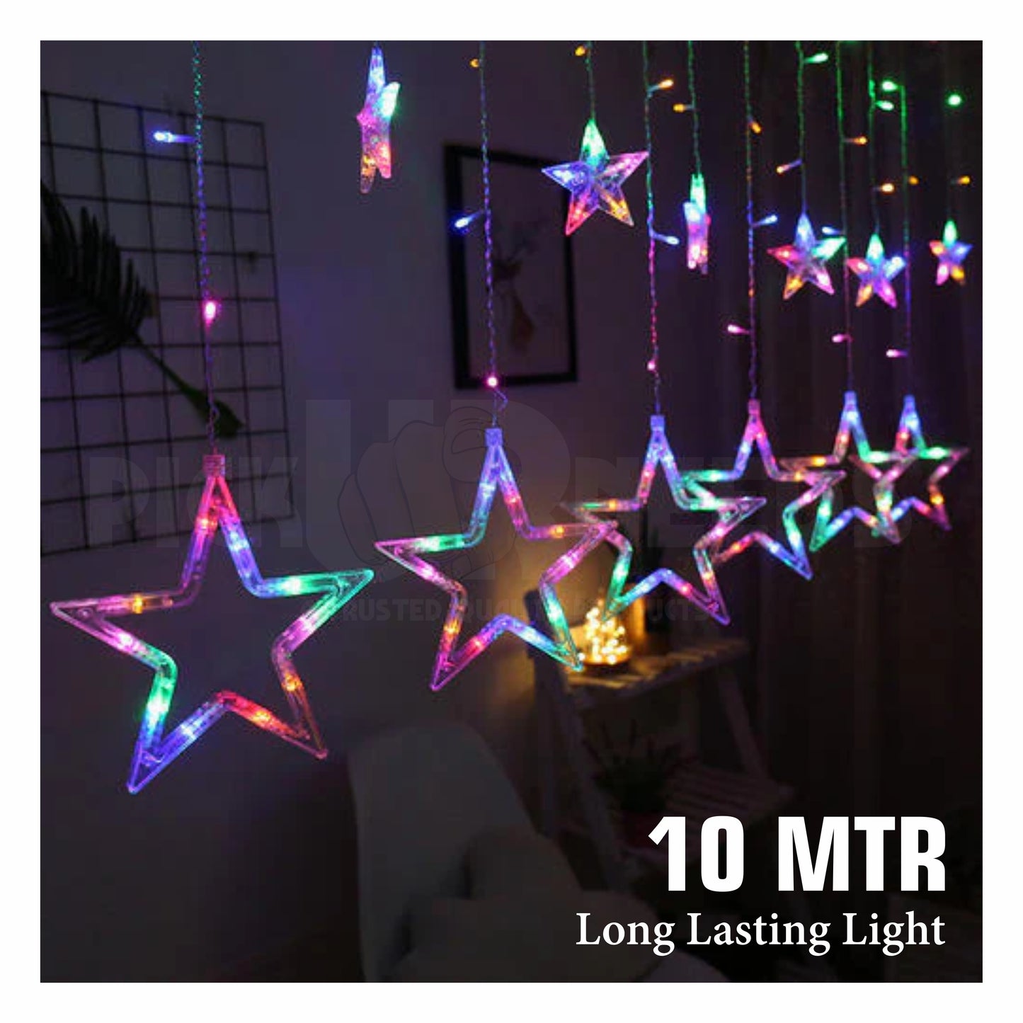 Pick Ur Needs Festival Decoration / Functional Light With 138 RGB LED 6 Big / 6 Small Star LED Ceiling Light Lamp (Multicolor)