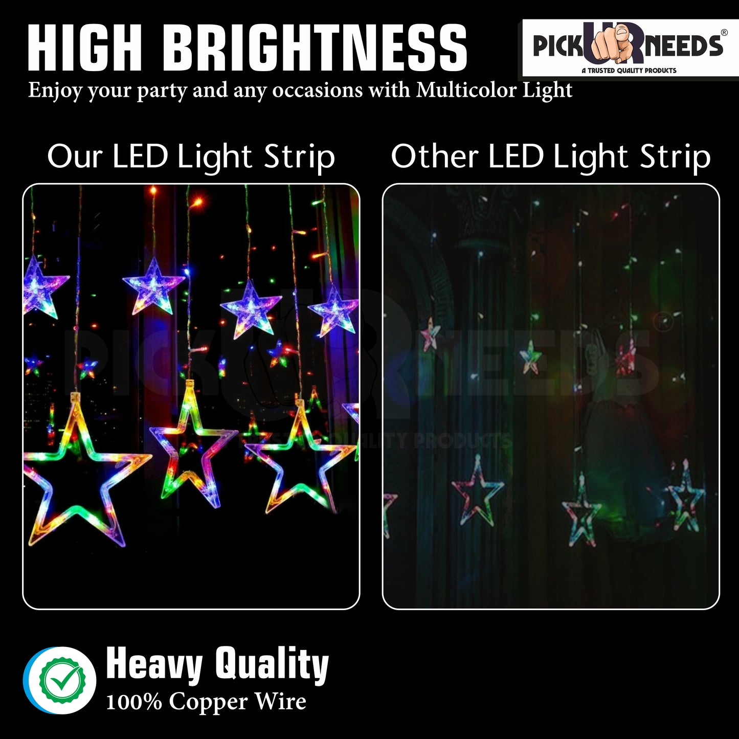 Pick Ur Needs Festival Decoration / Functional Light With 138 RGB LED 6 Big / 6 Small Star LED Ceiling Light Lamp (Multicolor)