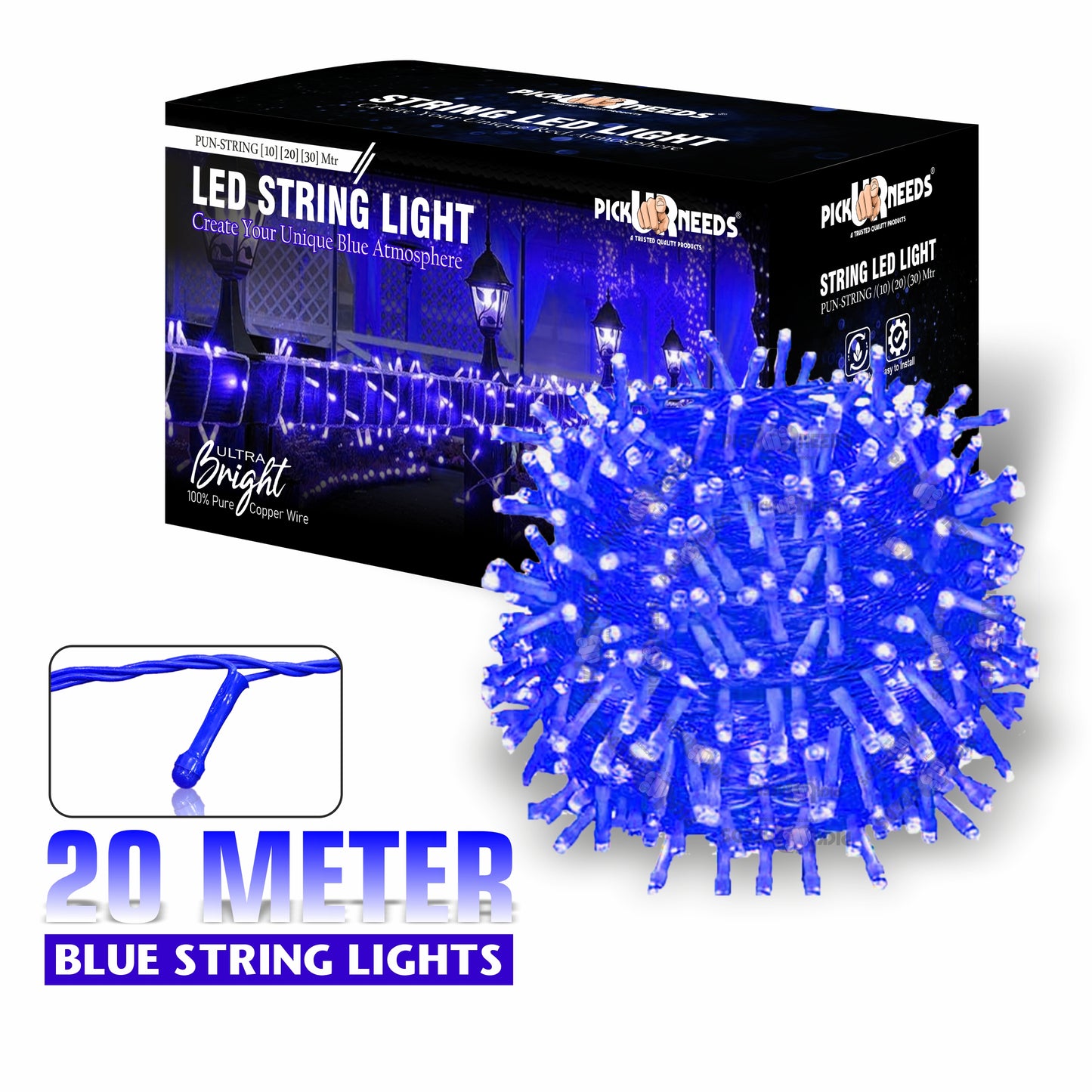 Pick Ur Needs 60 LEDs 20 m Yellow Steady String Rice Lights (Pack of 1)