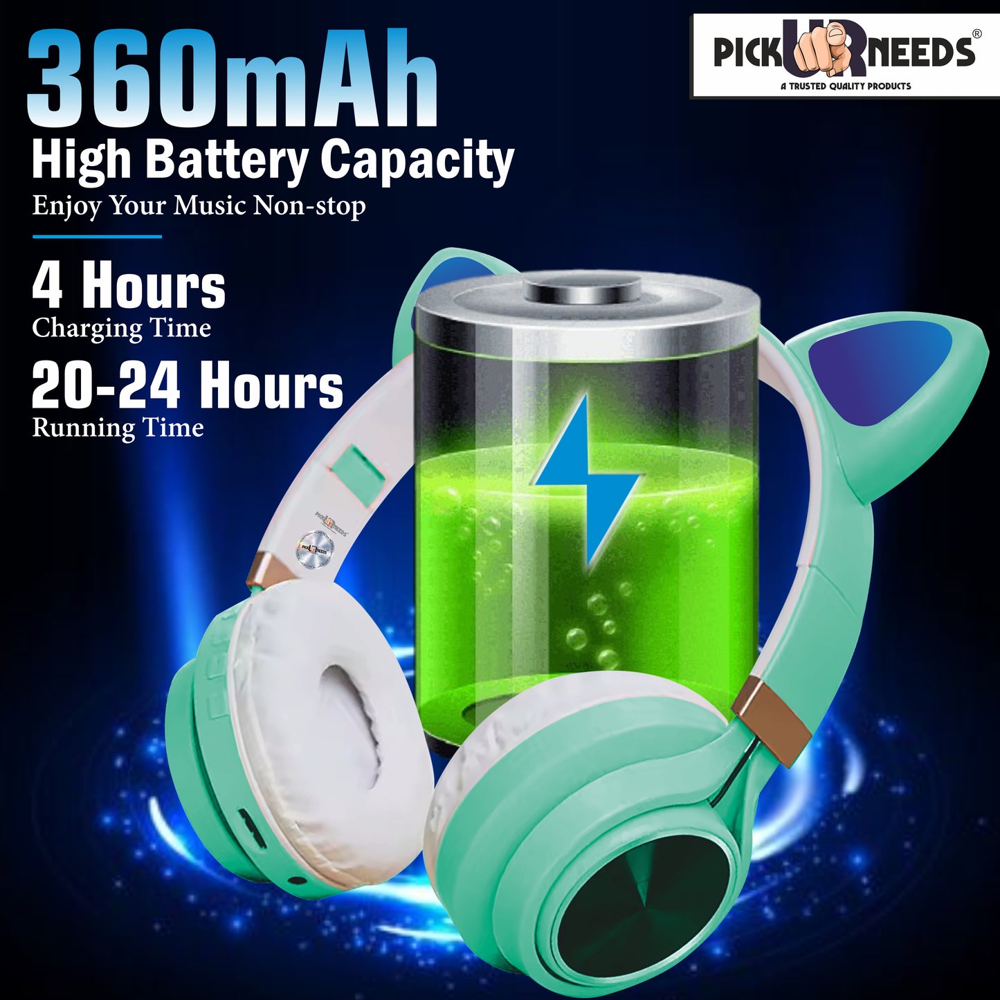 Pick Ur Needs Wireless Bluetooth Headphone With Microphone Cat Design Stereo HiFi Earphones Bluetooth