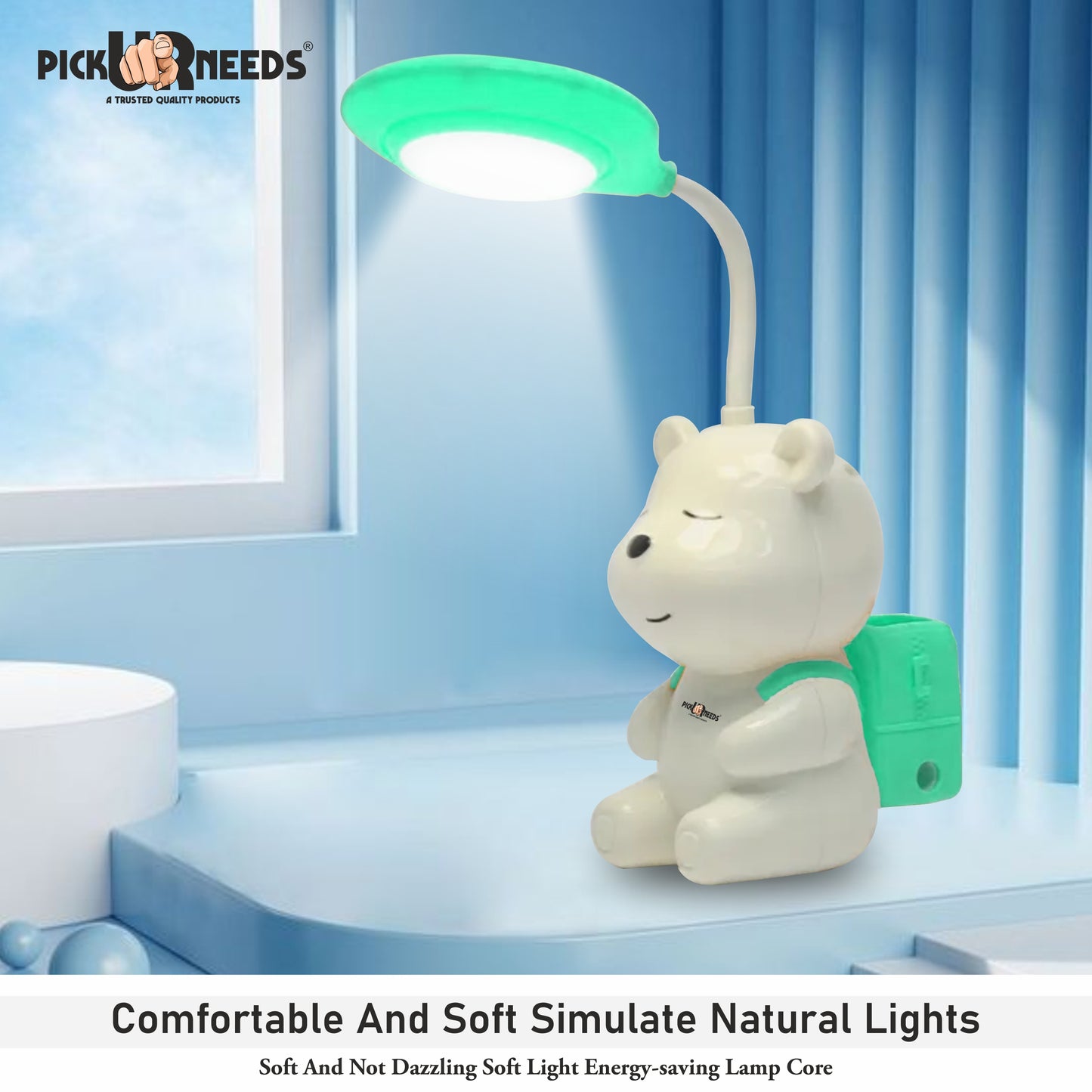 Pick Ur Needs Cute Bear Rechargeable Study Table LED Desk Lamp Light Pencil Sharpening