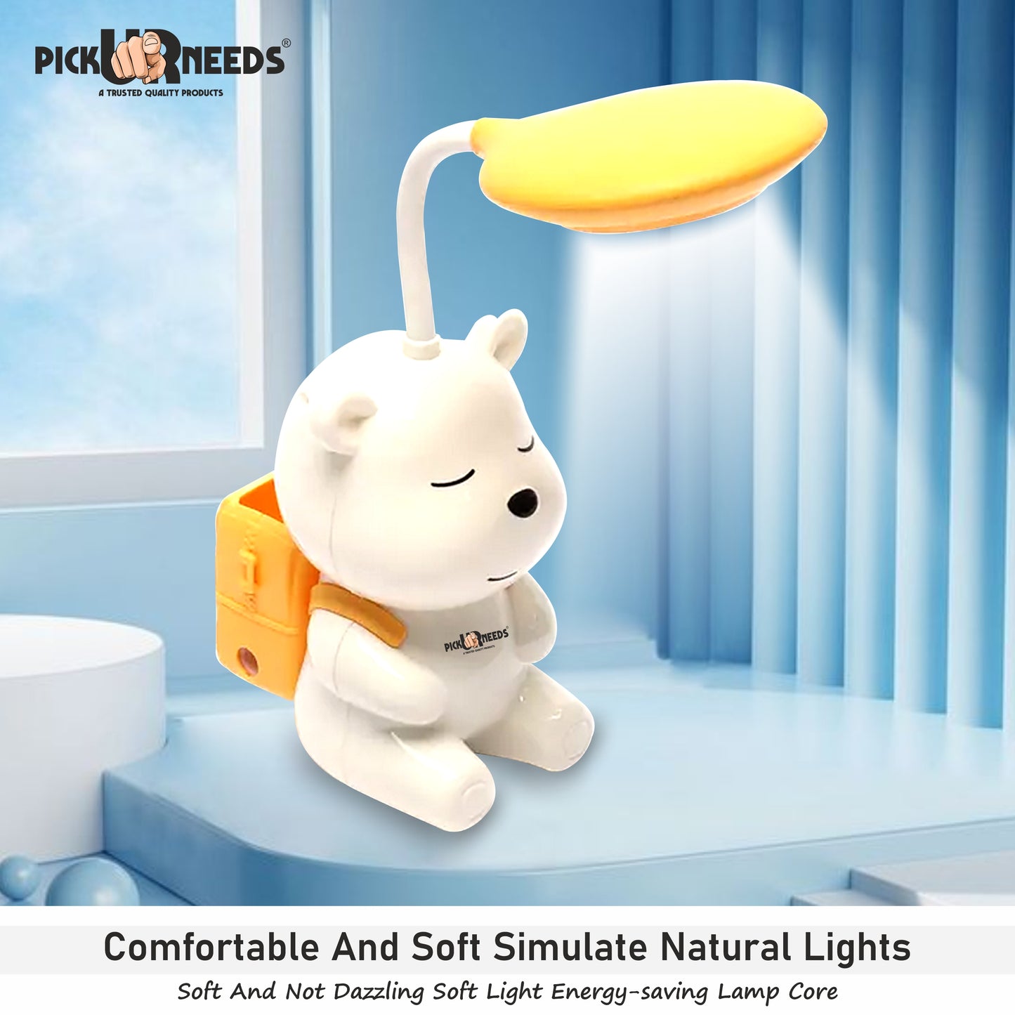 Pick Ur Needs Cute Bear Rechargeable Study Table LED Desk Lamp Light Pencil Sharpening