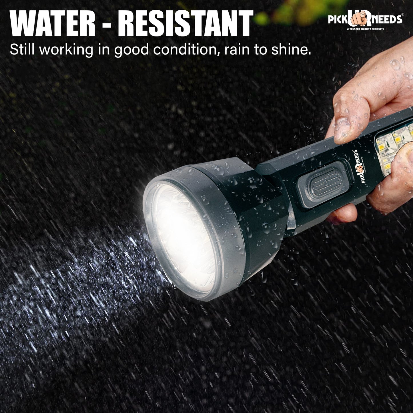 Pick Ur Needs Rechargeable Torch Search Light 30W + 8 High Big SMD Side Light 800 mAh Battery 3 hrs Torch Emergency Light (Black)