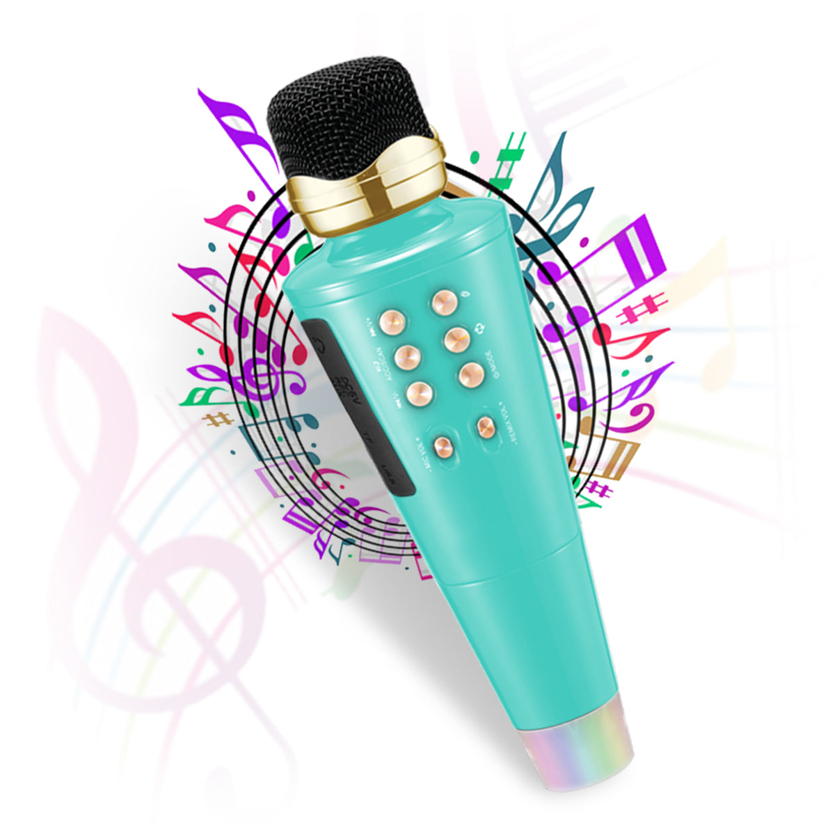 Pick Ur Needs 2 in1 Karaoke Microphone & Bluetooth Speaker with LED Light Wireless Connection Player with Recording + USB+FM