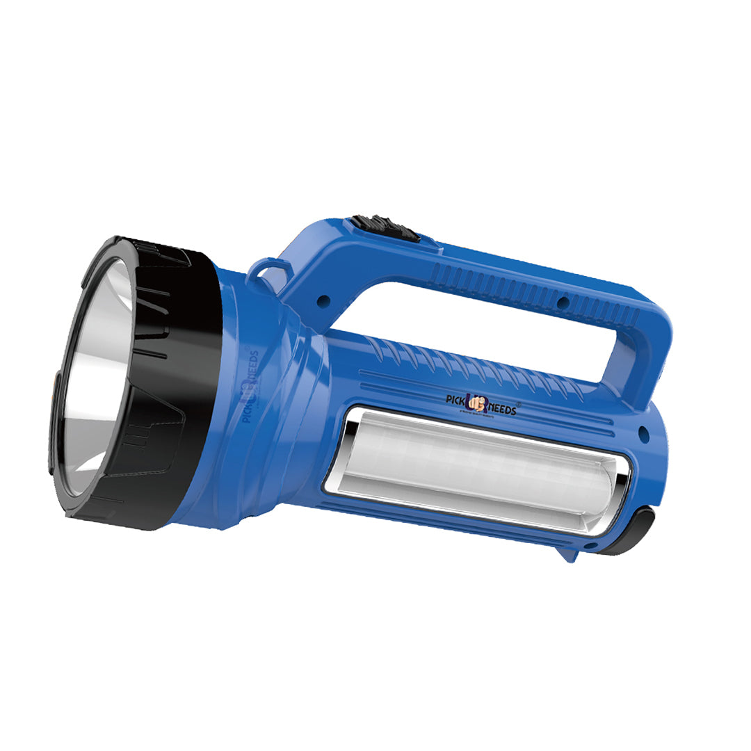Pick Ur Needs Rechargeable Long Range LED Searchlight 100W + Side Tube 8 hrs Torch Emergency Light (Yellow)