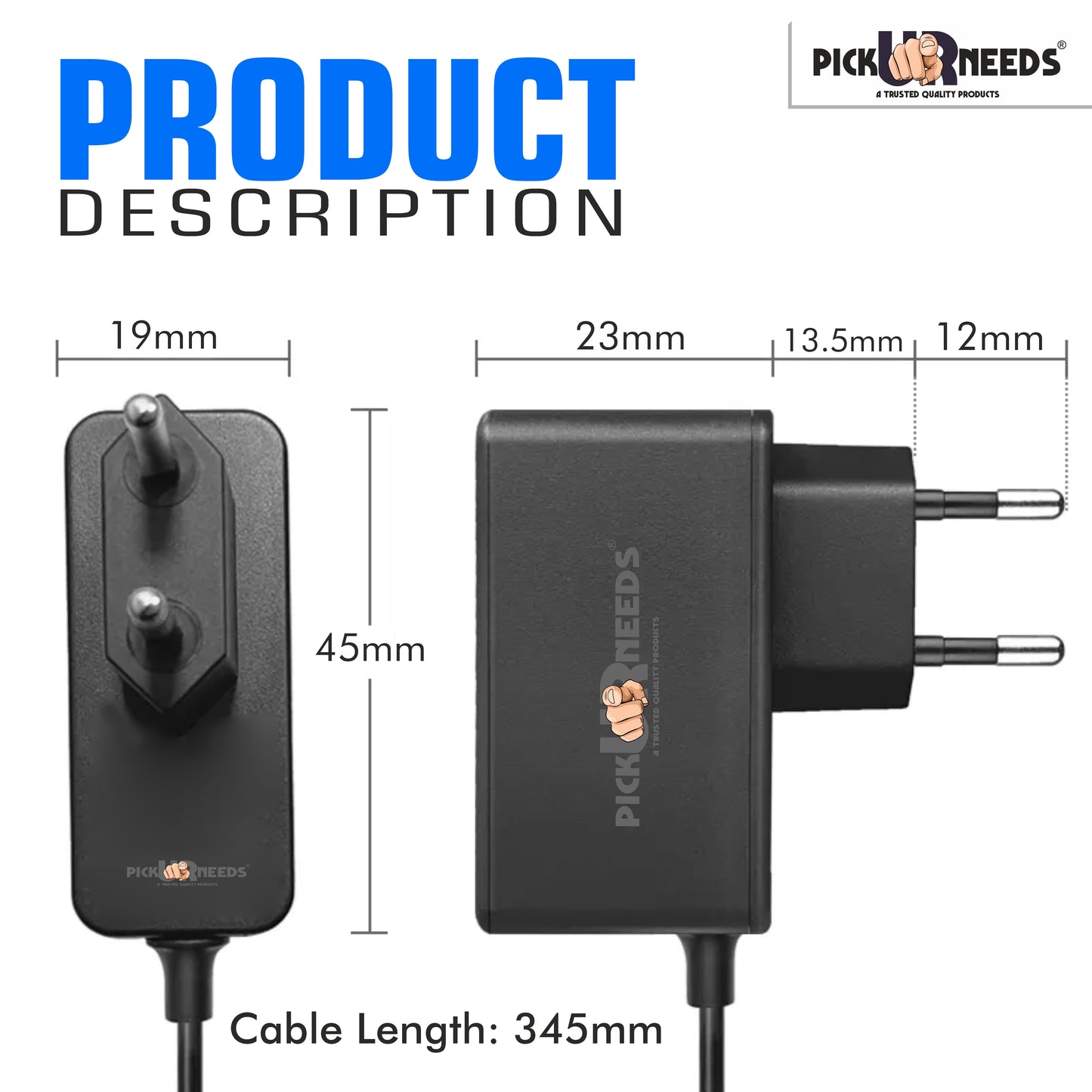 Pick Ur Needs Emergency Light / Torch Light Charging Adapter Micro USB Based Auto Cut Charging 0 hrs (Micro USB Pin)