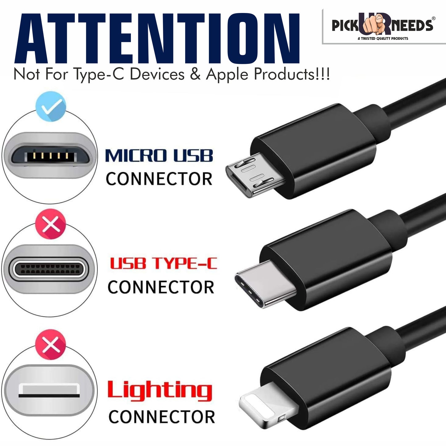Pick Ur Needs Emergency Light / Torch Light Charging Adapter Micro USB Based Auto Cut Charging 0 hrs (Micro USB Pin)