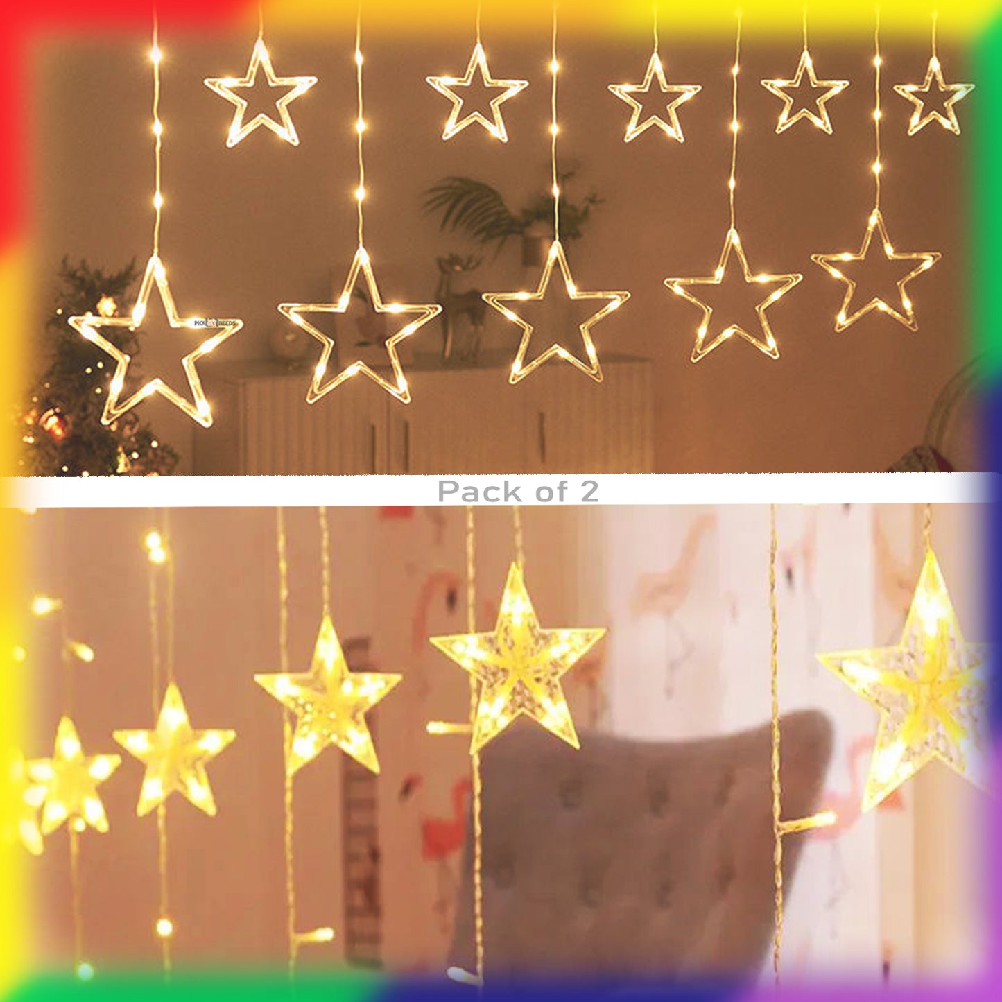 Pick Ur Needs 138 LEDs Multicolor Star Light Flickering Smart Lighting For Home Decor (Pack of 2)