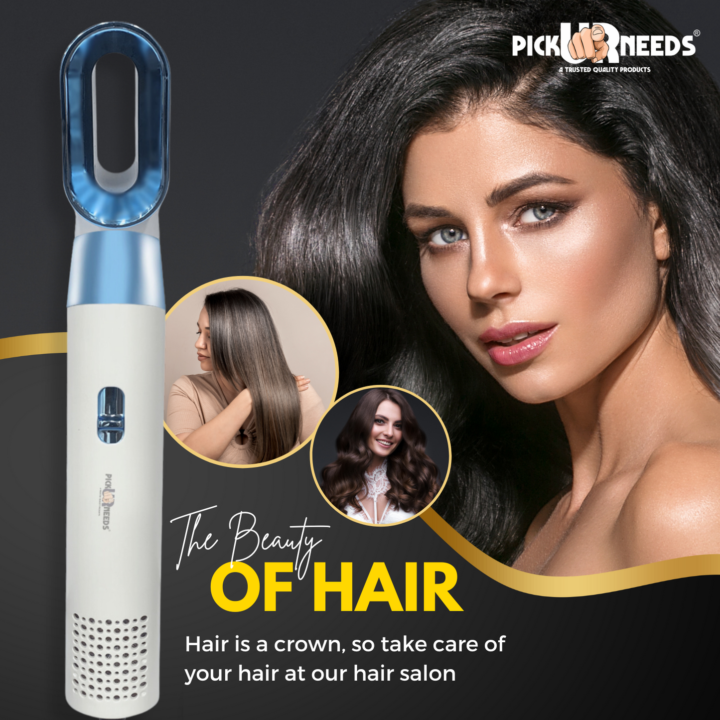 Pick Ur Needs Professional 3 in 1 Hair Dryer For Men & Women With Hair Comb + Blower