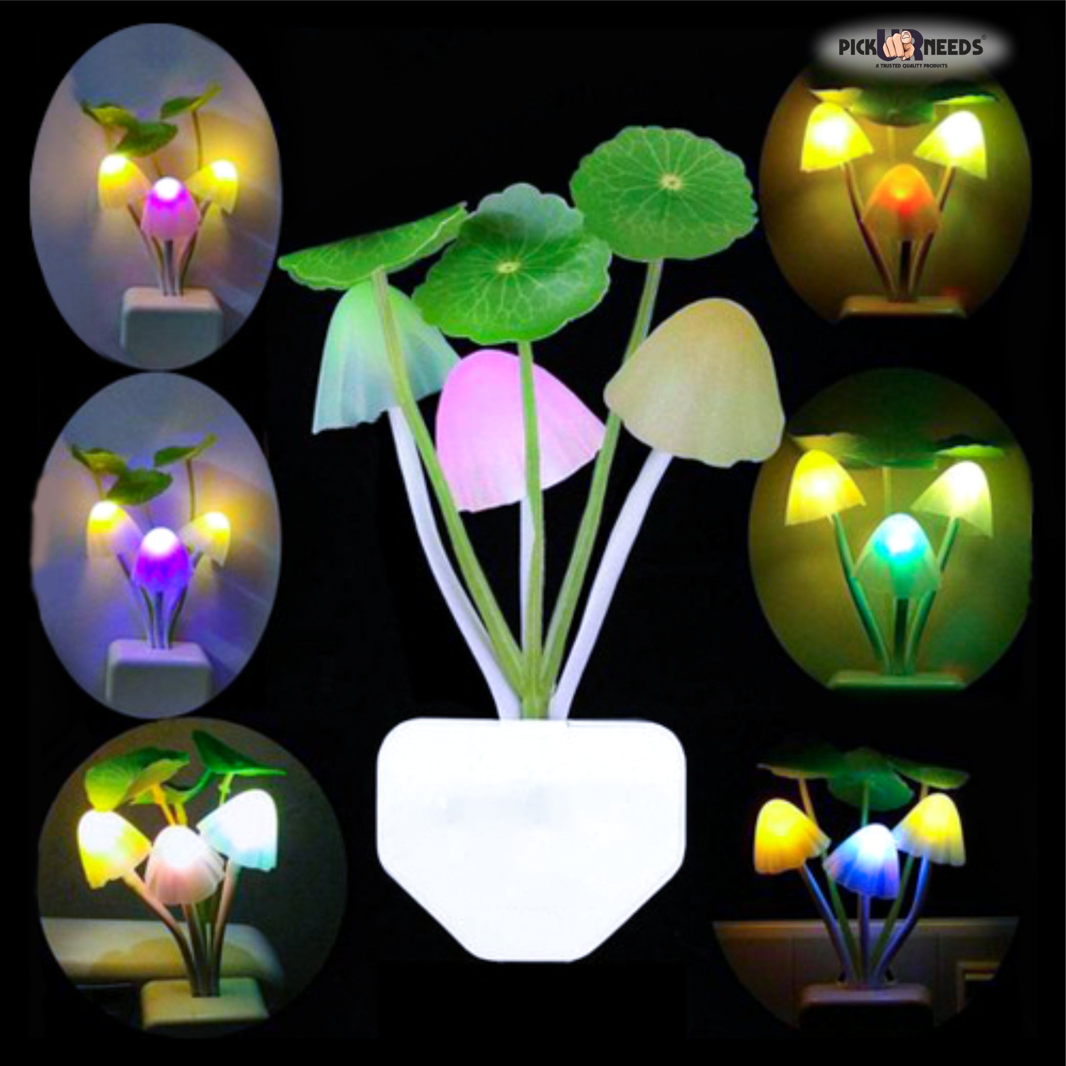 Pick Ur Needs Auto On/Off Color Changing Sensor LED Night Light Mushro