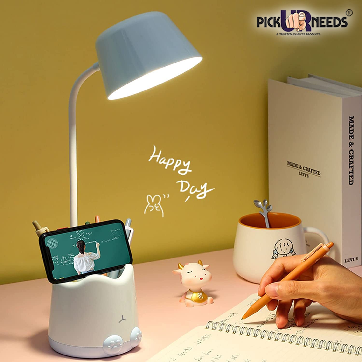Pick Ur Needs Study Table Lamp/Desk Lamp with Pen Holder Colour As P