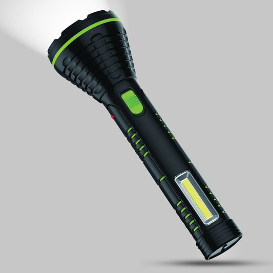 Pick Ur Needs Dual Power 2 in 1 Led 20 Watt Rechargeable Torch Light Long Range with Dual Battery Backup