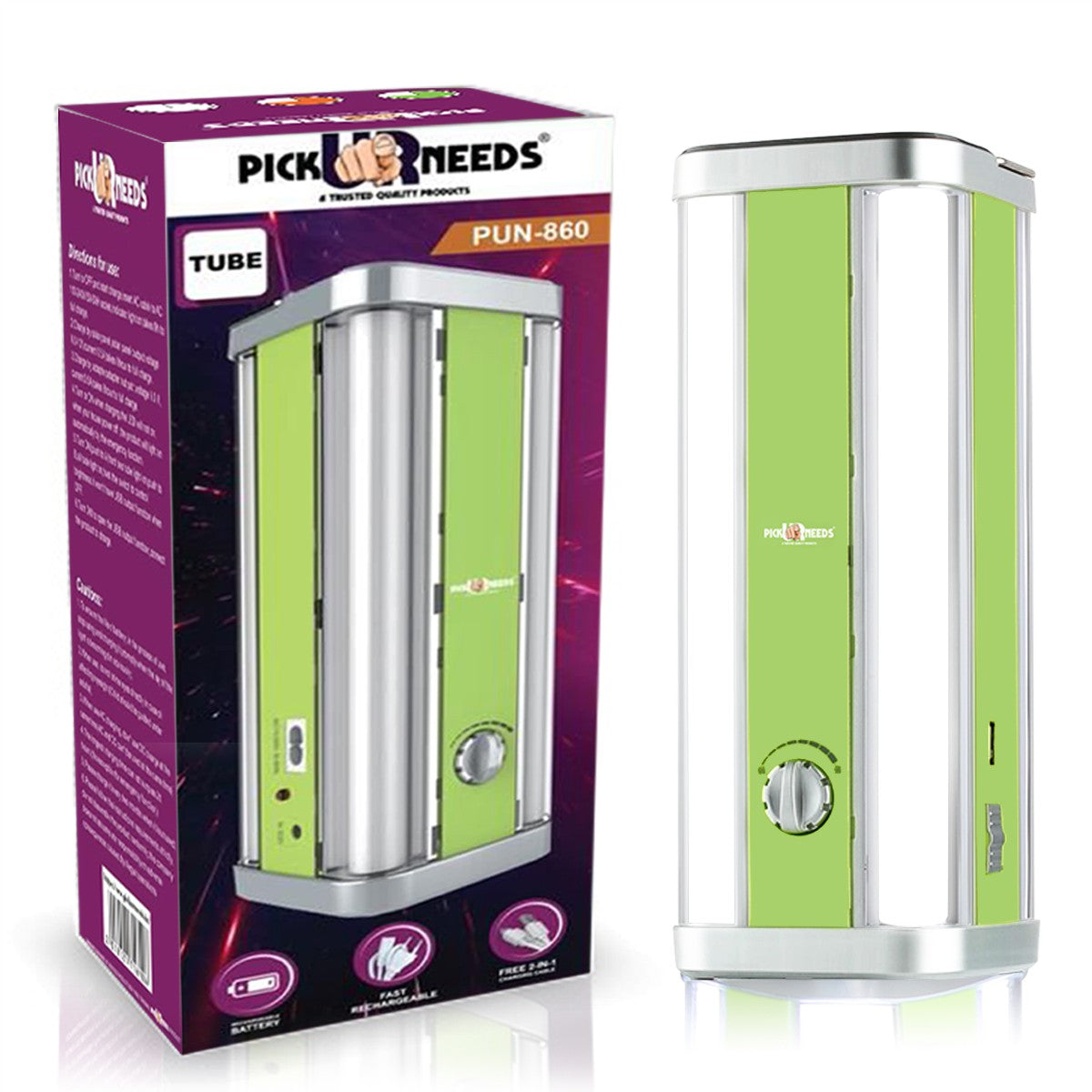 Pick Ur Needs High Range Rechargeable Home Emergency 4 Tube Lantern Light With Hanging Handle