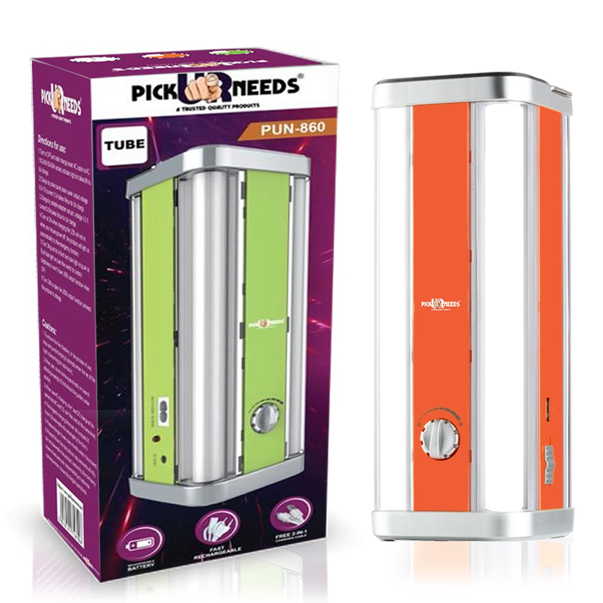 Pick Ur Needs High Range Rechargeable Home Emergency 4 Tube Lantern Light With Hanging Handle