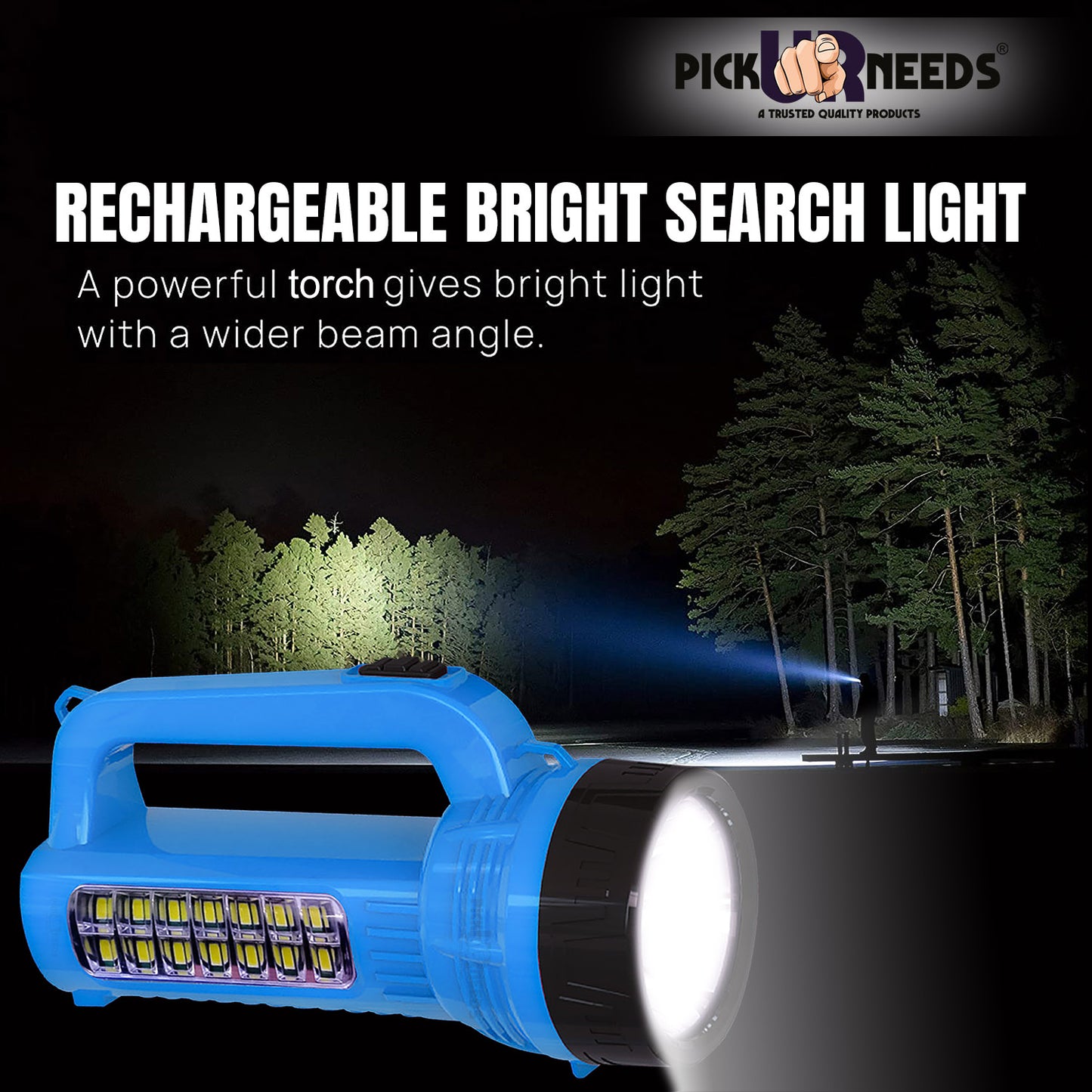 Pick Ur Needs Solar Long Range Search Light 50w Laser +14SMD Side Emergency Rechargeable Waterproof Bright Led Torch