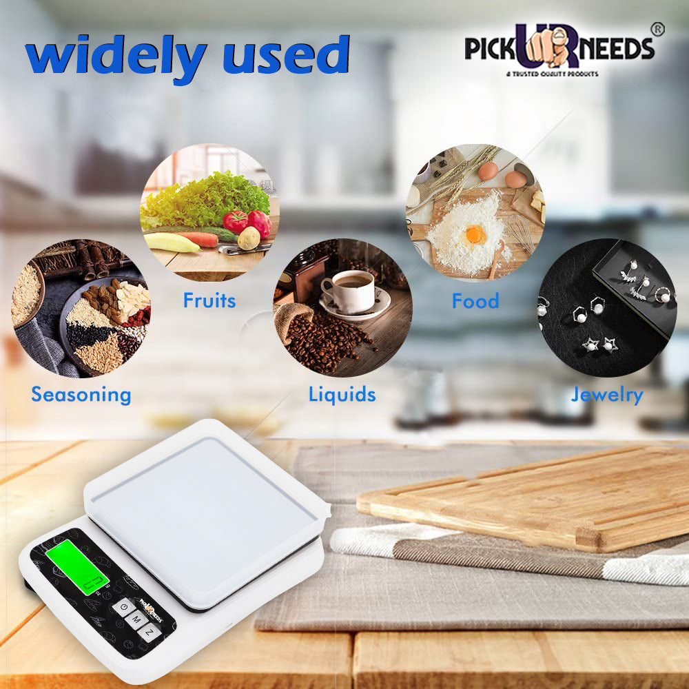 Pick Ur Needs Digital Food Scale with Bowl 10 Kg Kitchen Weighing Scale High Accuracy Weights in Grams and oz