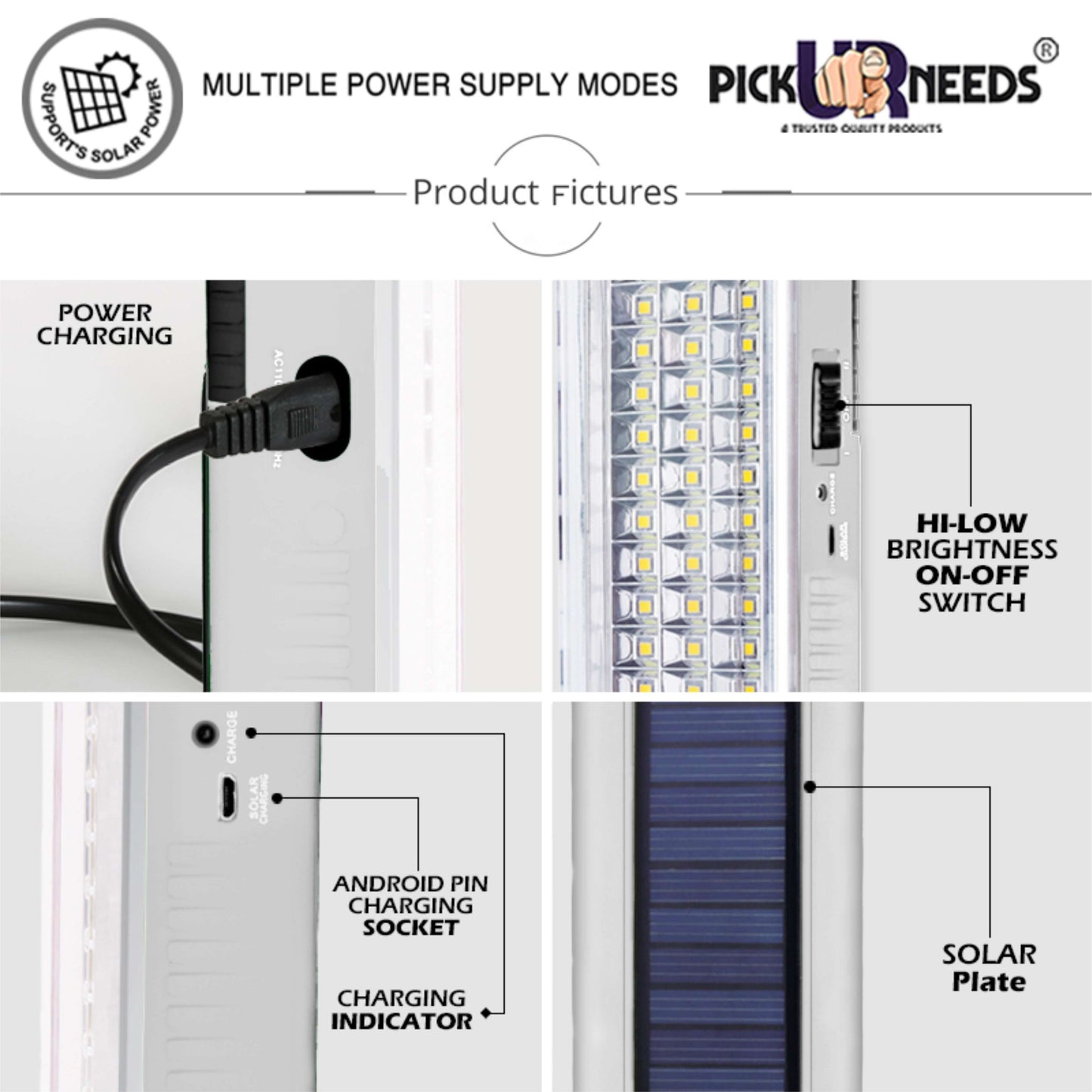 Pick Ur Needs Rechargeable 60 LED Mini Light With InBuilt Solar Panel Emergency Lantern Light