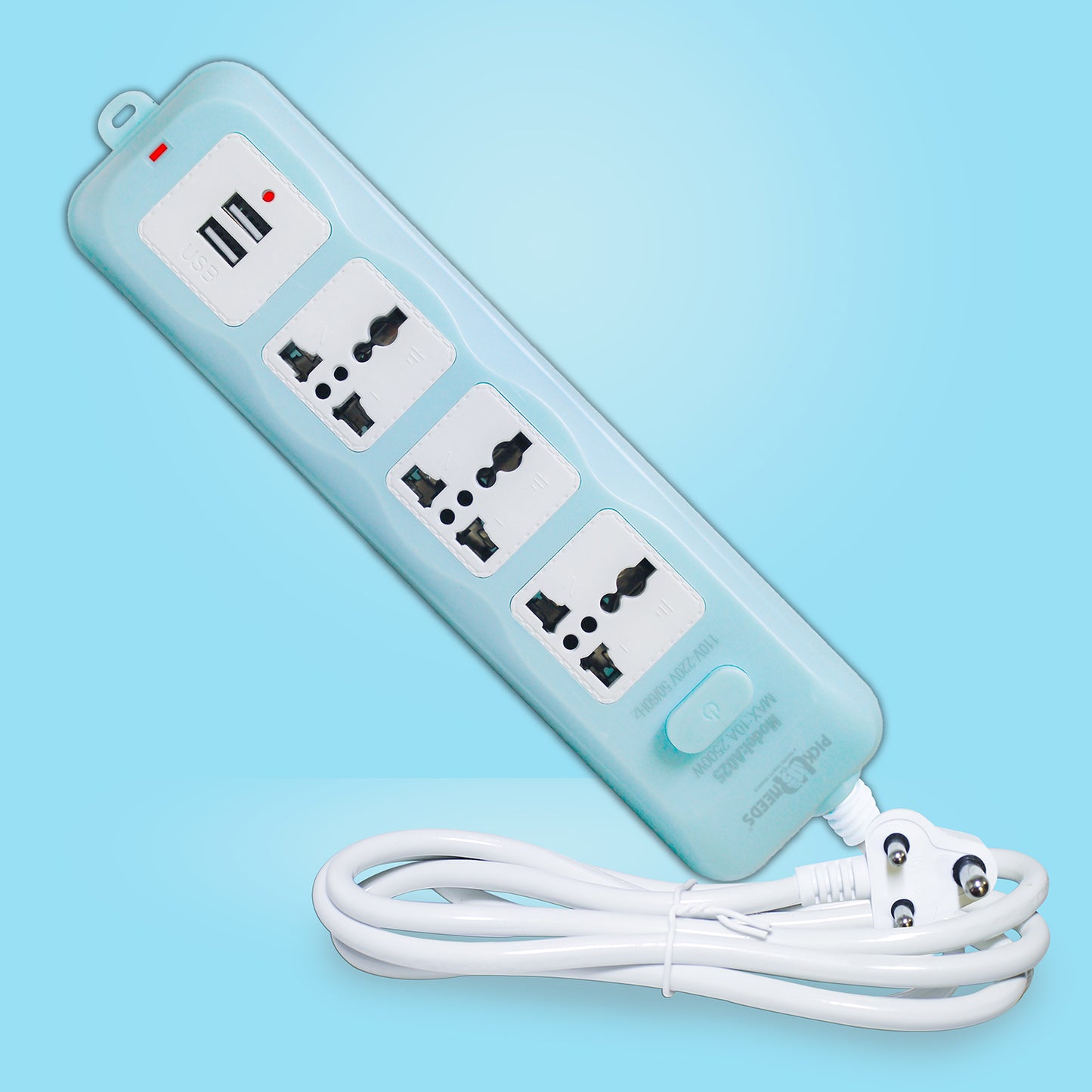 Pick Ur Needs Extension Cord 10A 3 -Way Board with 2 USB Socket 3 Socket Extension Boards for Multi Use